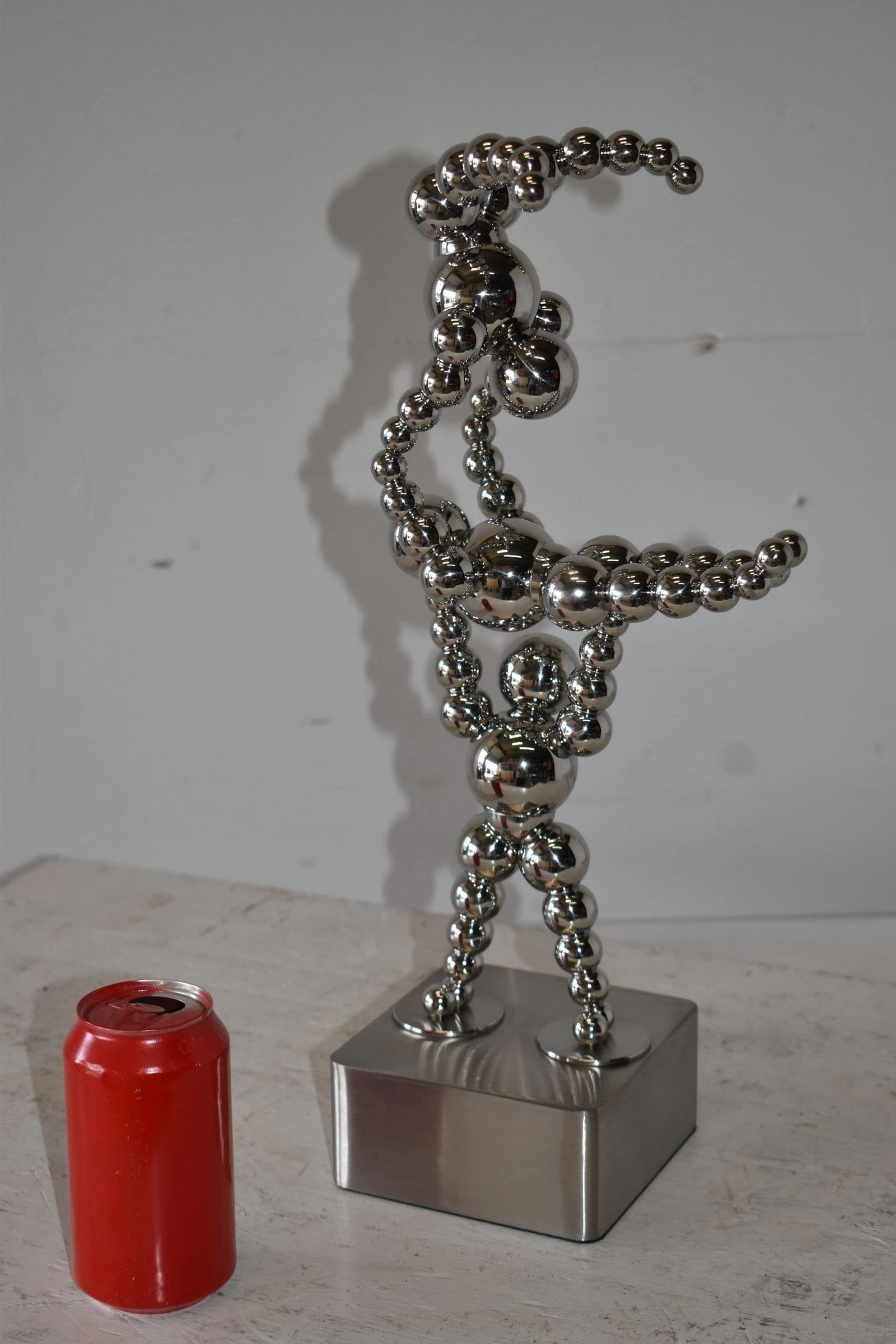 Modern Art of Acrobat Couple in Action Chrome Balls Statue Size: 6" x 8" x 18"H - 3