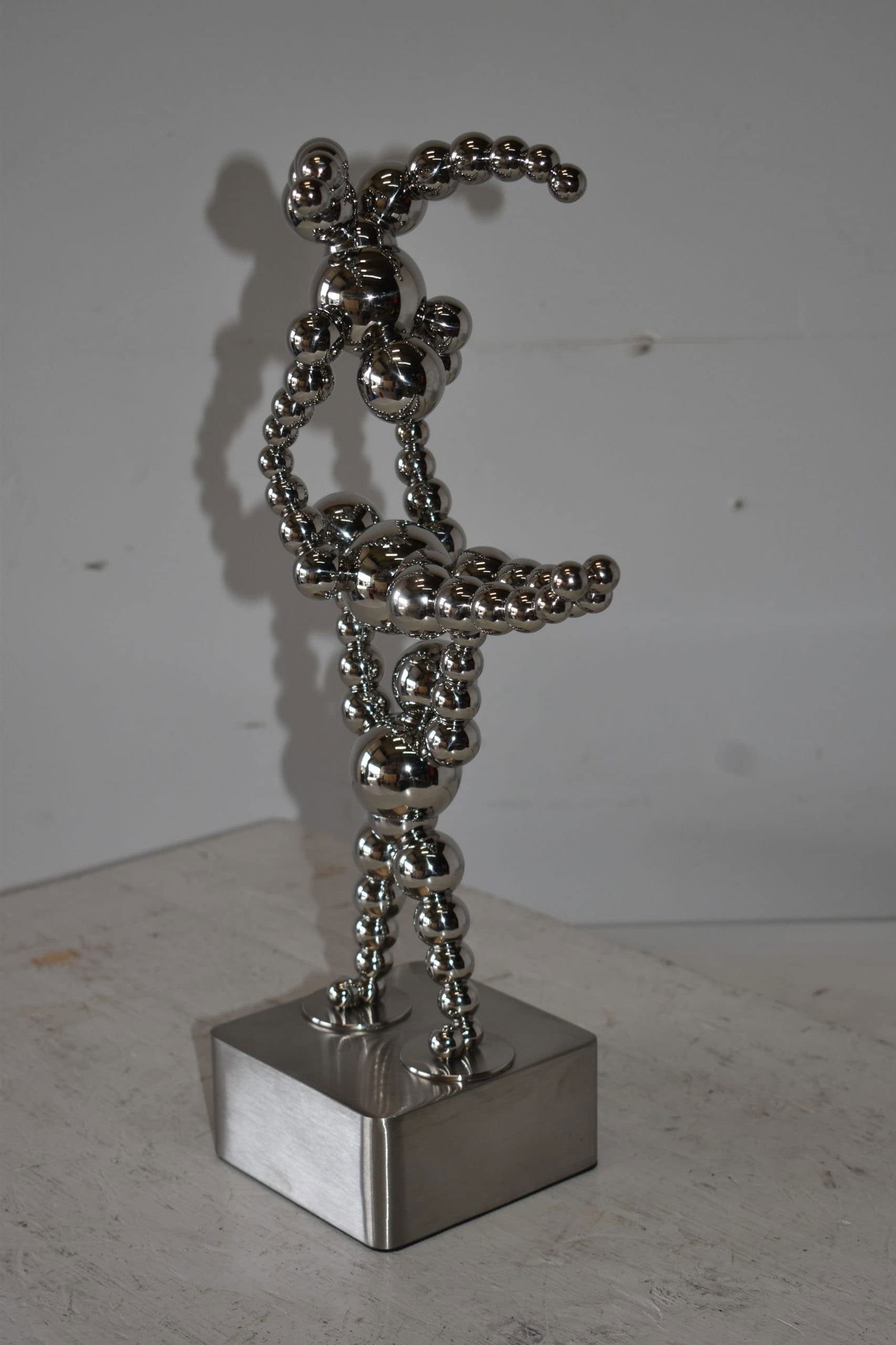 Modern Art of Acrobat Couple in Action Chrome Balls Statue Size: 6" x 8" x 18"H - 4