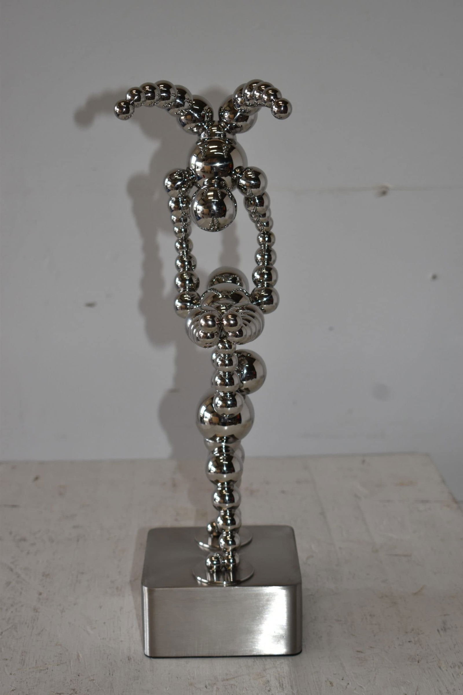 Modern Art of Acrobat Couple in Action Chrome Balls Statue Size: 6" x 8" x 18"H - 5