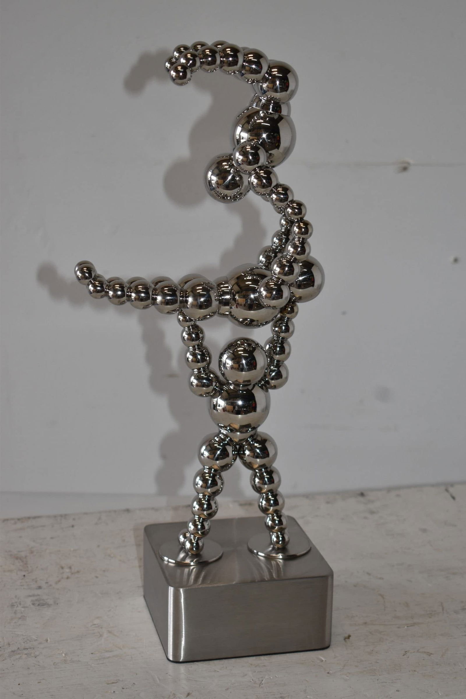 Modern Art of Acrobat Couple in Action Chrome Balls Statue Size: 6" x 8" x 18"H - 7