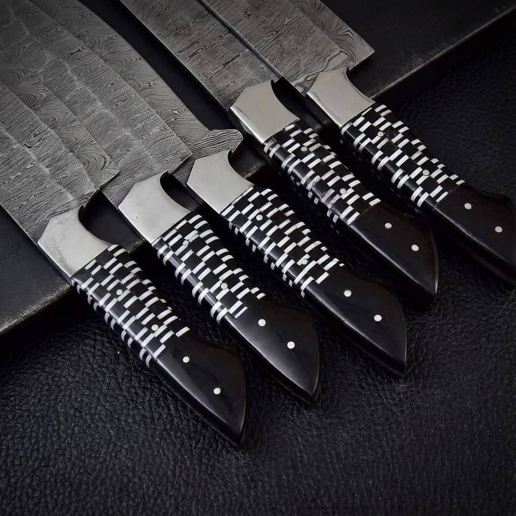 Hand Forged Damascus Steel Chef Knife Set 5-Piece with Olive Wood Handles - 4