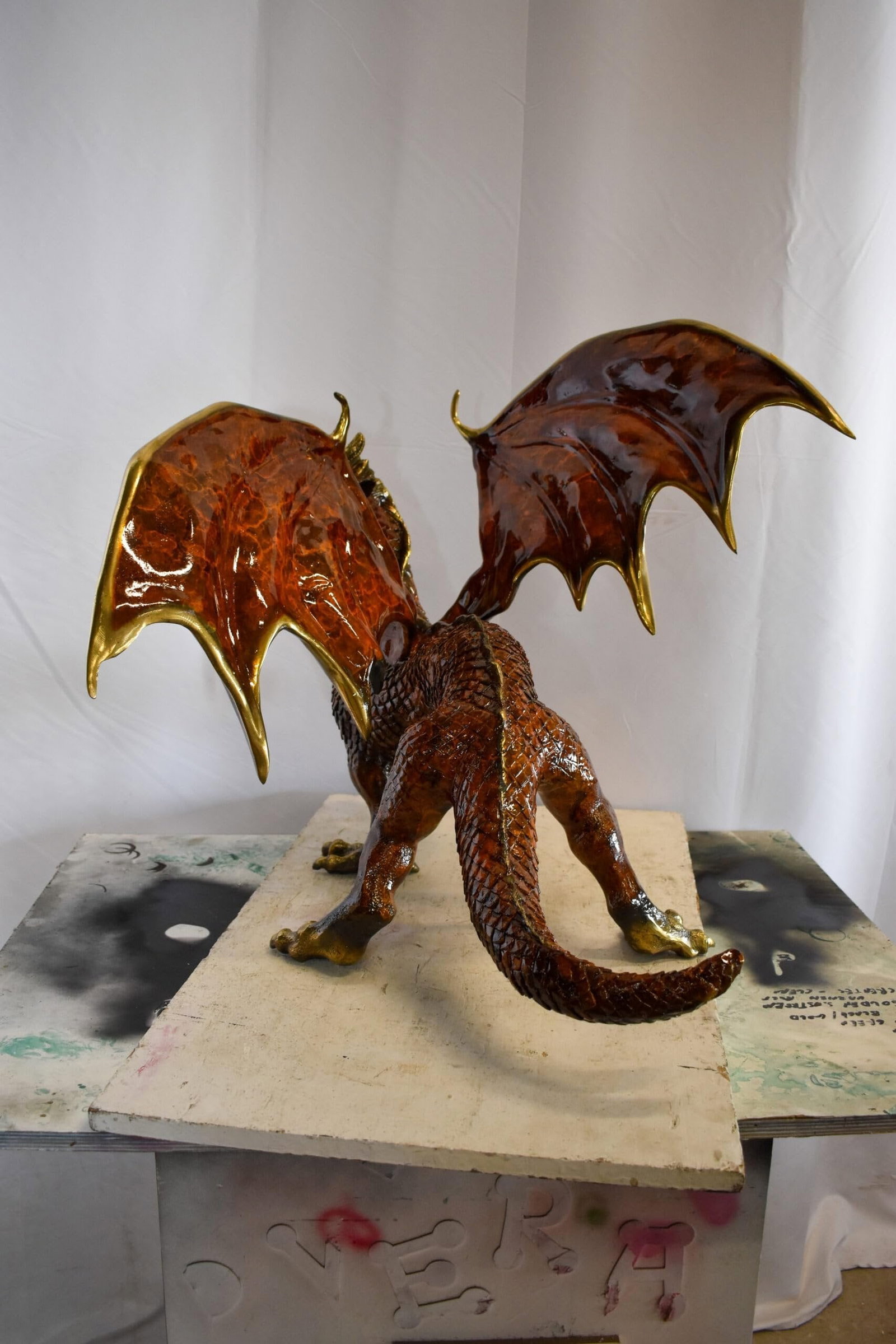 Dragon Bronze Statue with Brown Enamel Finish 32" x 36" x 25"H - 10