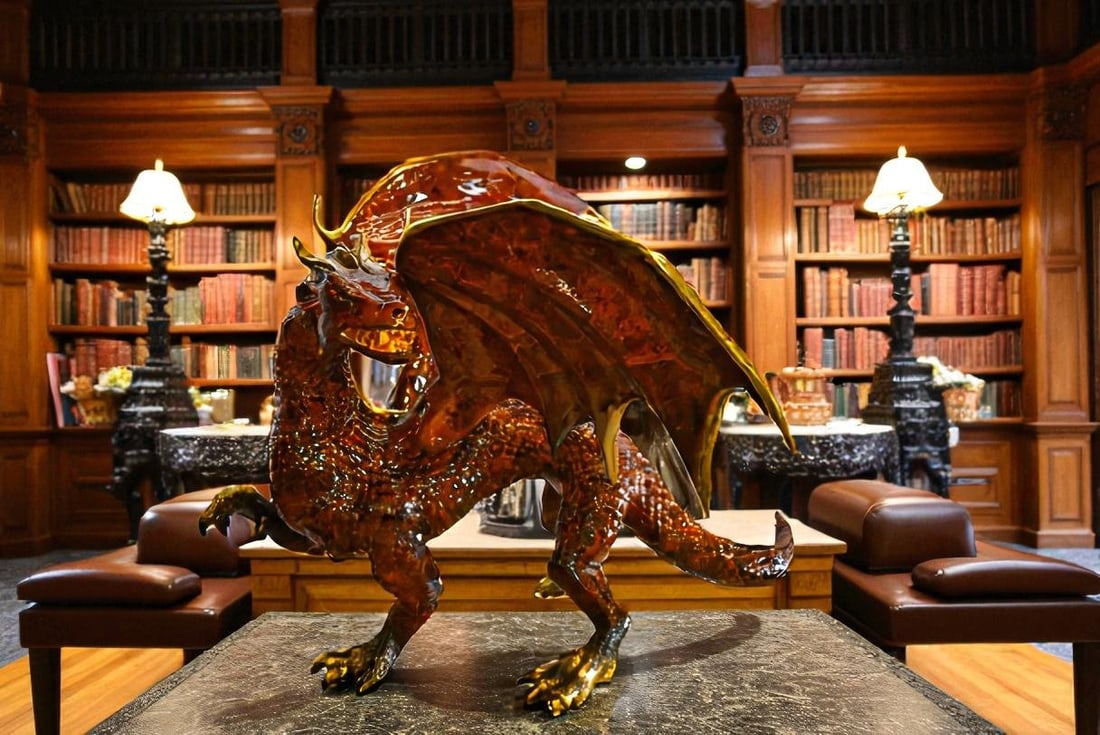 Dragon Bronze Statue with Brown Enamel Finish 32" x 36" x 25"H - 2