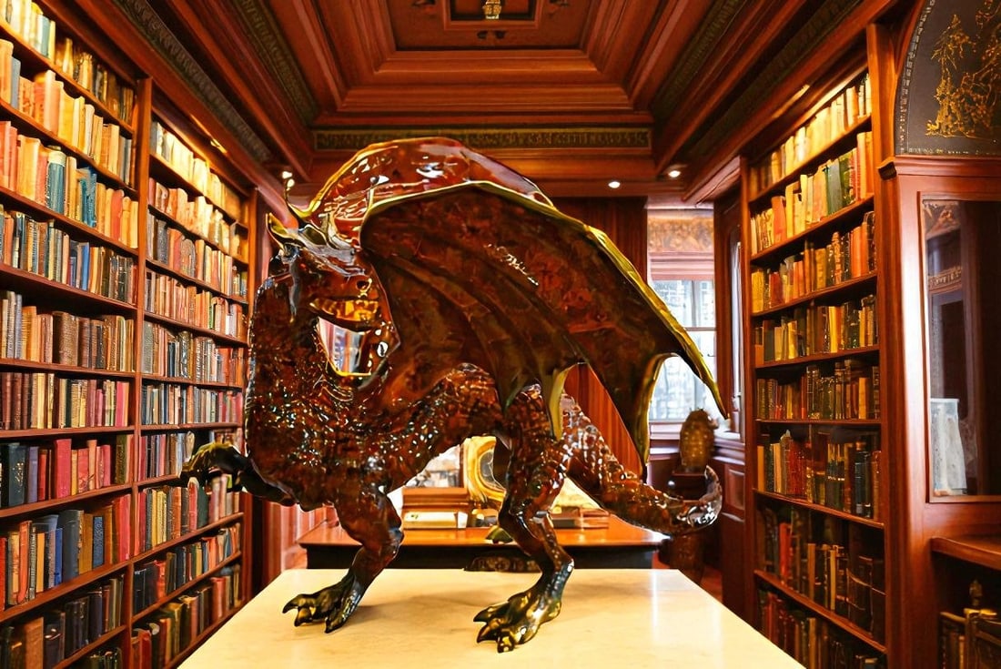 Dragon Bronze Statue with Brown Enamel Finish 32" x 36" x 25"H - 3