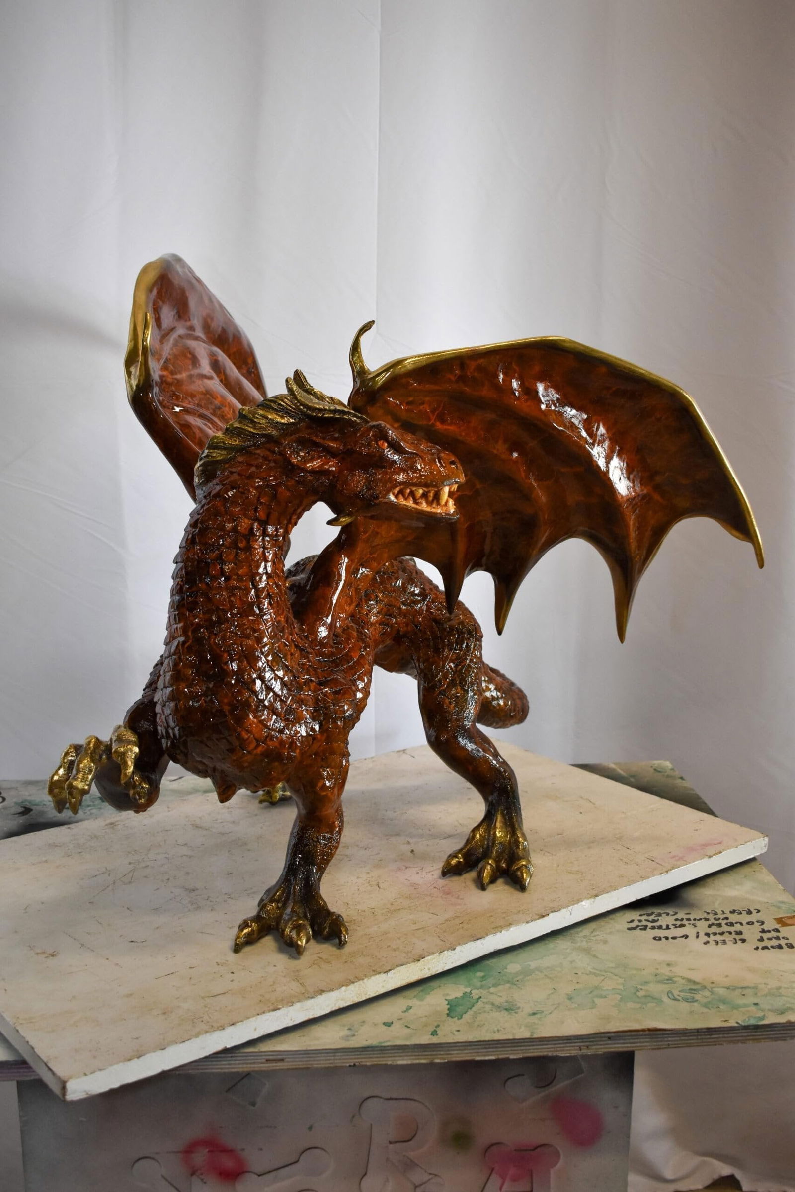 Dragon Bronze Statue with Brown Enamel Finish 32" x 36" x 25"H - 4