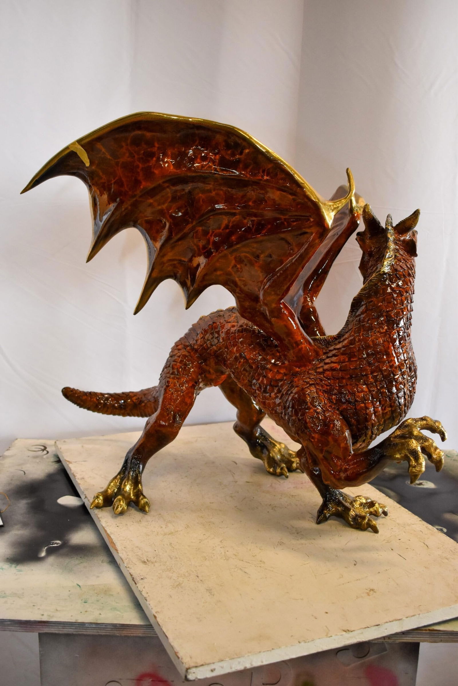 Dragon Bronze Statue with Brown Enamel Finish 32" x 36" x 25"H - 6