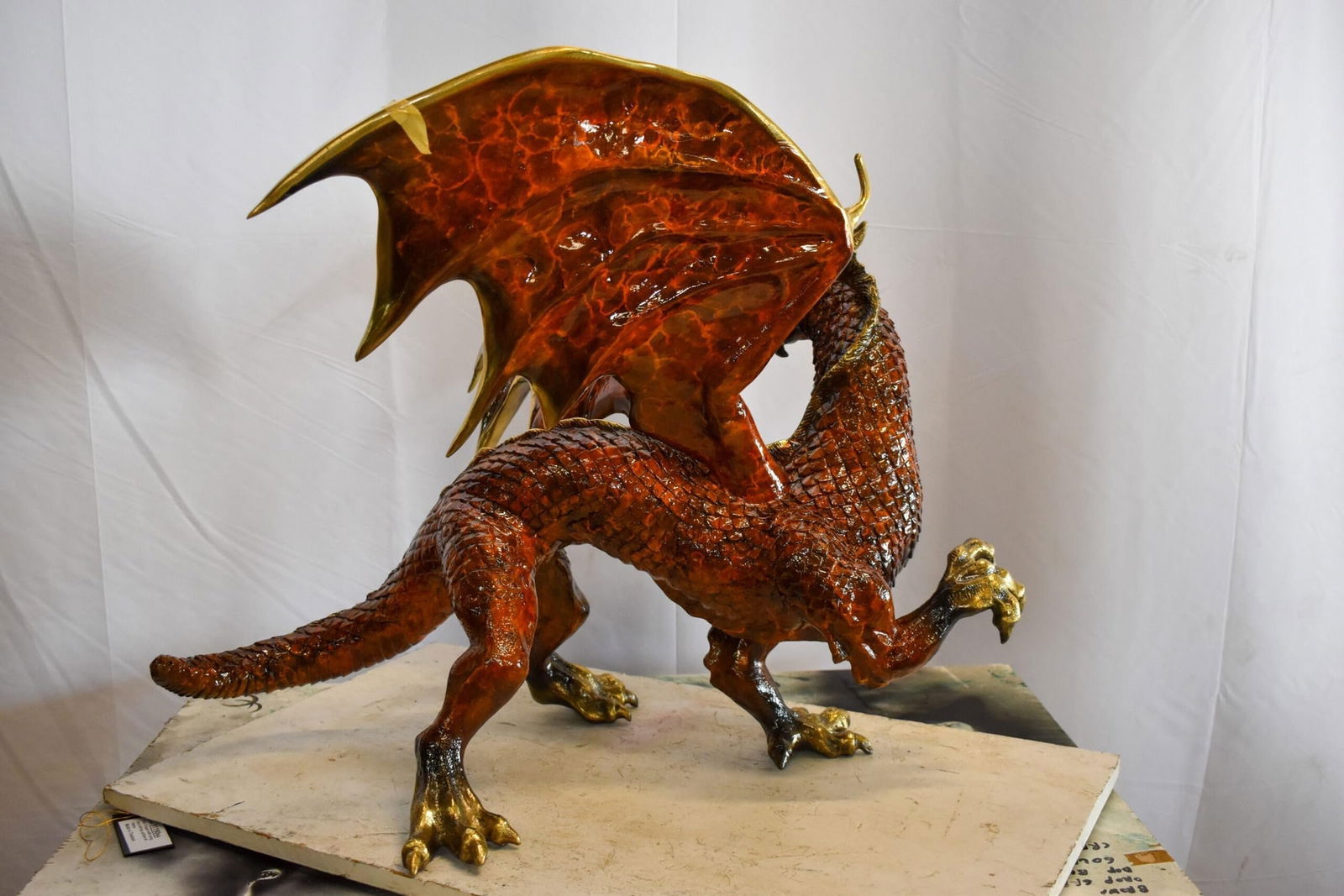 Dragon Bronze Statue with Brown Enamel Finish 32" x 36" x 25"H - 7