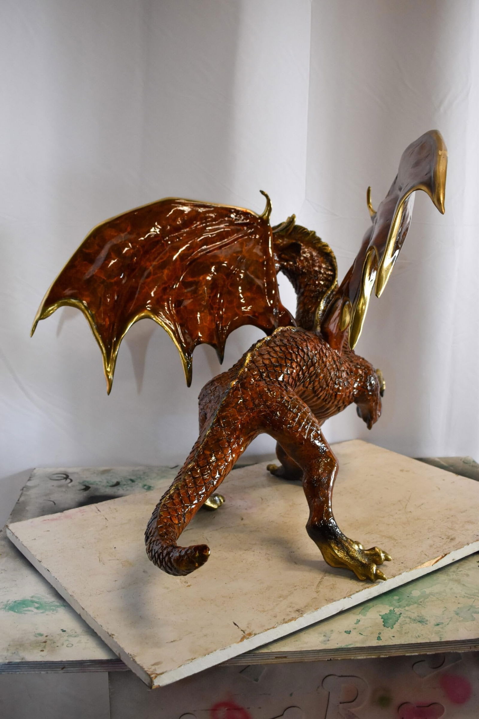 Dragon Bronze Statue with Brown Enamel Finish 32" x 36" x 25"H - 9