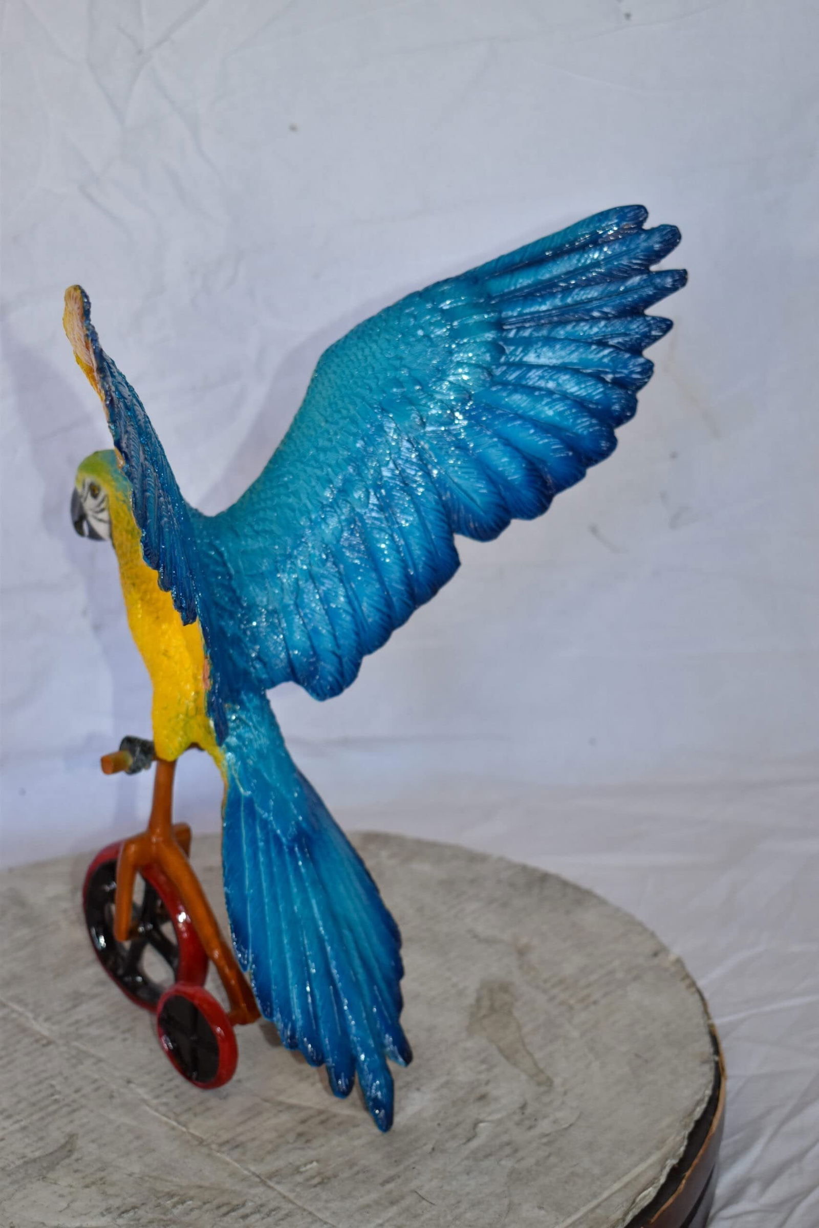 Colorful Parrot Riding a Tricycle Bronze Statue Size: 17" x 11" x 19"H - 6