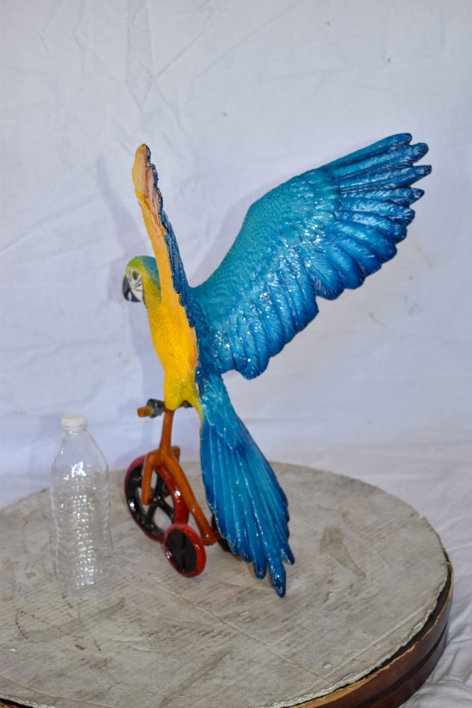 Colorful Parrot Riding a Tricycle Bronze Statue Size: 17" x 11" x 19"H - 7