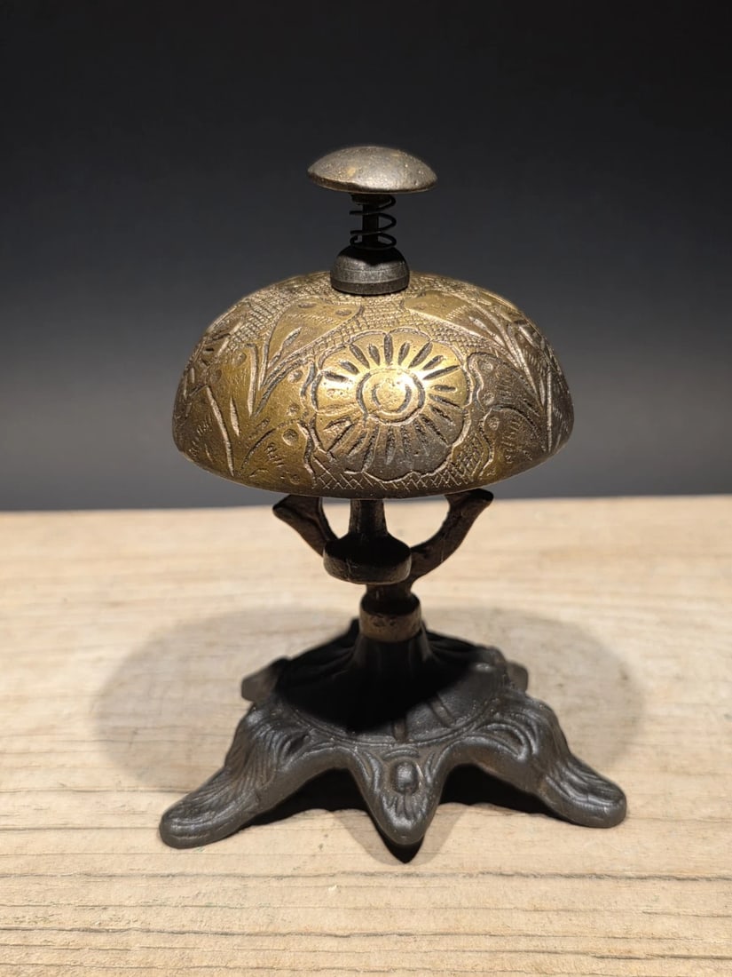 Ornate Brass Table Desk Bell - 5