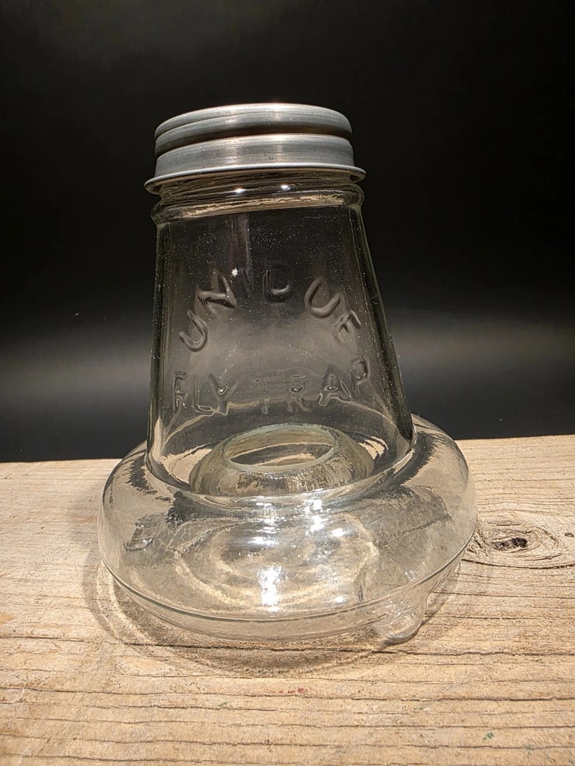 6 1/2" Table Top Blown Glass Fly Wasp Insect Trap Catcher: 6 1/2" Tall Antique reproduction glass fly trap. This type of trap was a common household item in the 19th and early 20th centuries for pest control. A sweet mixture, such as sugar water or vinegar, w