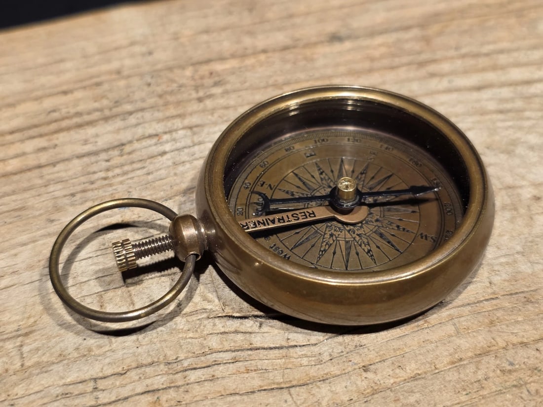 Solid Brass Pocket Compass - 8