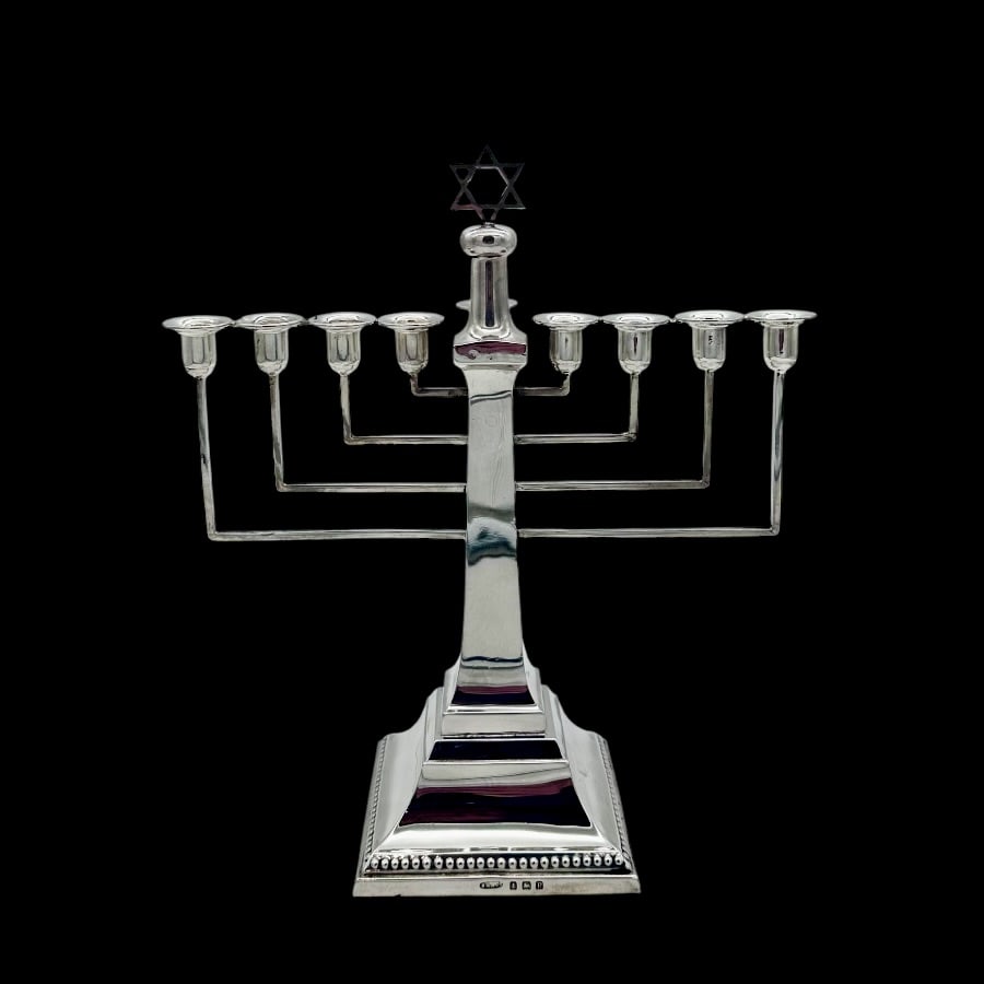 19th Century Antique George V Sterling Silver Menorah Birmingham 1939 Britton Gould & Co - 2
