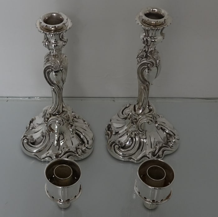 19th Century Antique Victorian Set of Four Silver-Plated Storm Candlesticks Elkington & Co - 4