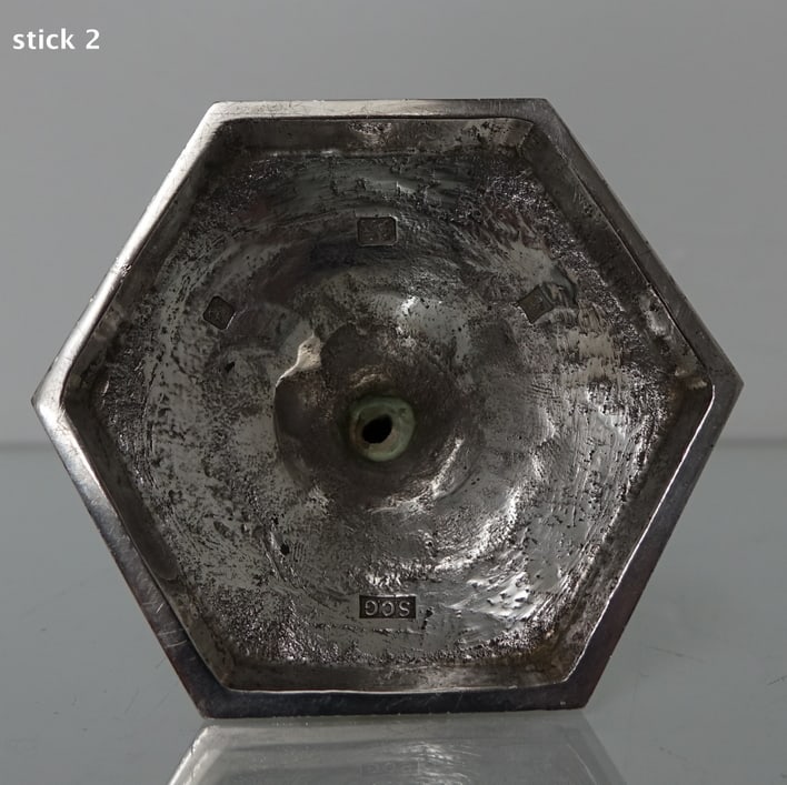 20th Century Modern Sterling Silver Pair of Tapersticks Birmingham 1975 Stuart Clive Griffiths - 8