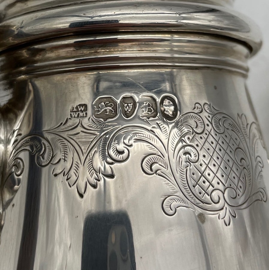 Early 19th Century Antique Victorian Sterling Silver Coffee Pot London 1837 John Wrangham & William - 11