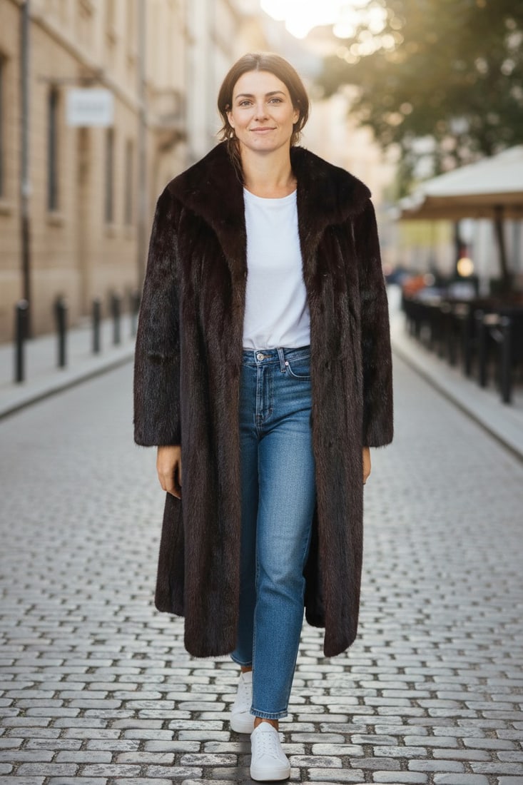 SAGA MAHOGNAY MINK FUR COAT EU: L; US: 16: Title: SAGA MAHOGNAY MINK FUR COAT EU: L; US: 16 Dimensions: Approximate size- EU: L; US: 16 : Important details: Length: 115cm/45.28in -Shoulders width:40cm/15.75in -Sleeve Length:62cm/24.41in -Bust