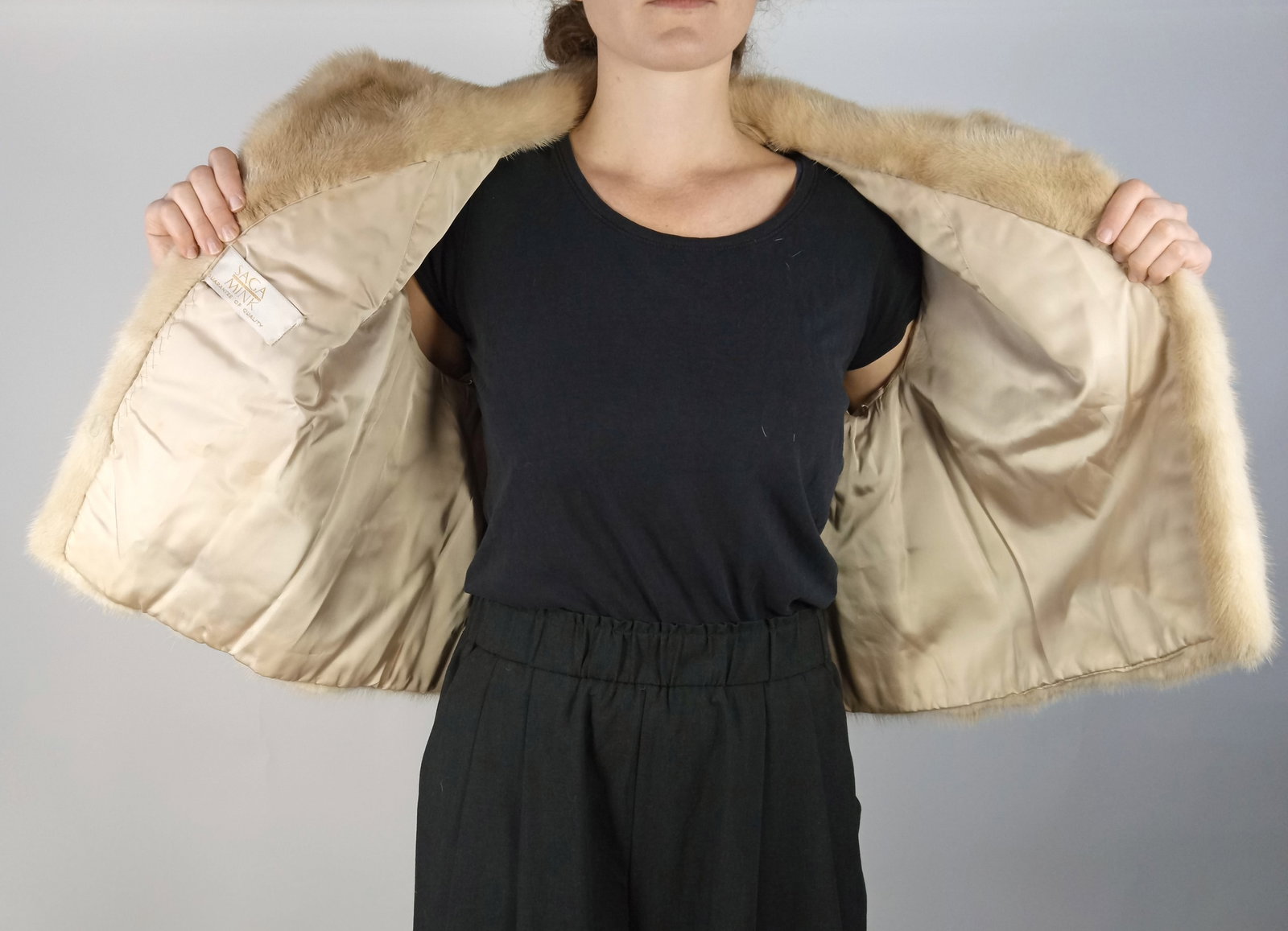 SAGA WHITE/CREAM MINK FUR JACKET EU: L - US:16 - 7