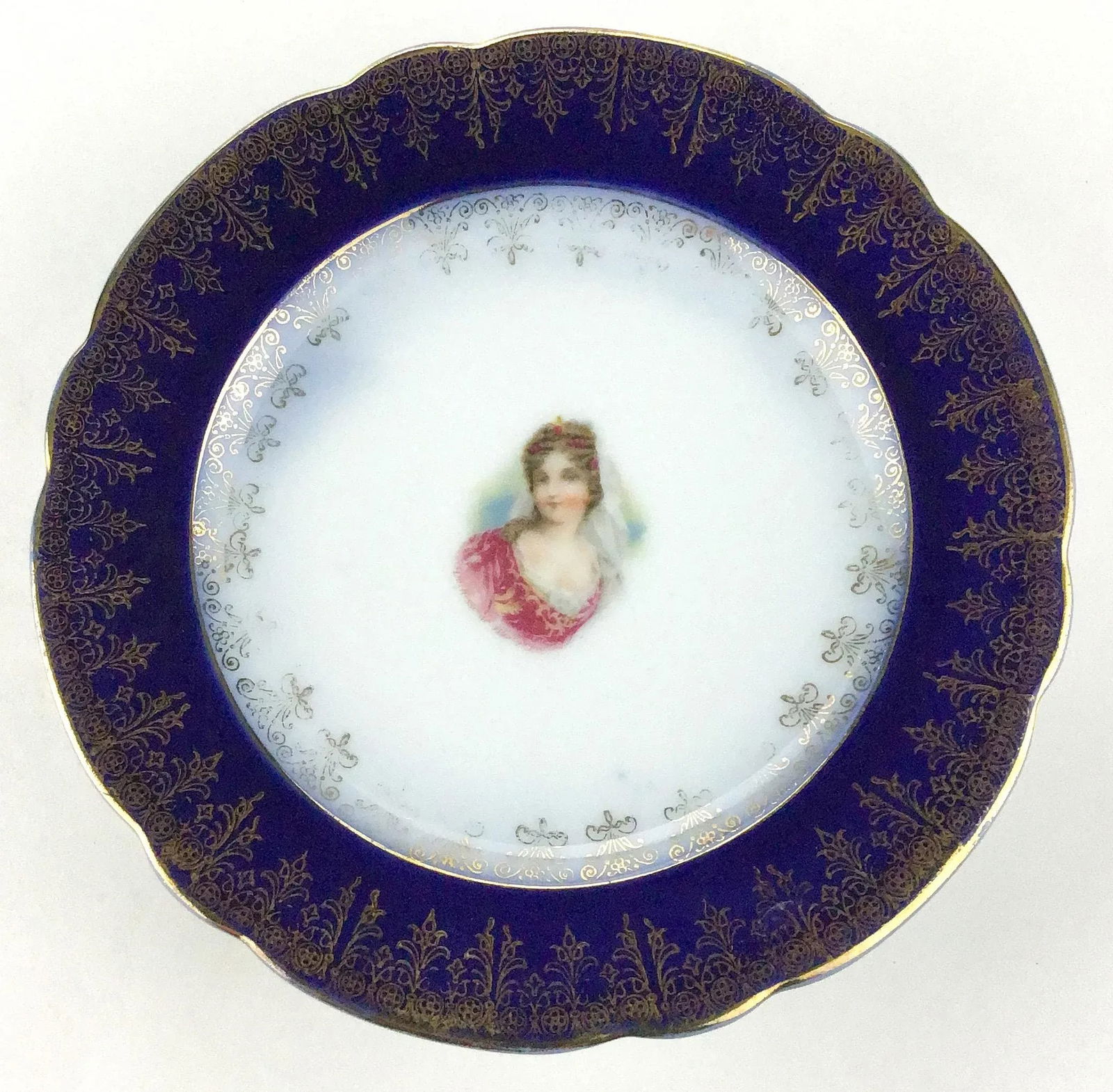 Rare Antique Carlsbad Austrian Plate Set Victorian Ladies Set of 4 - 5