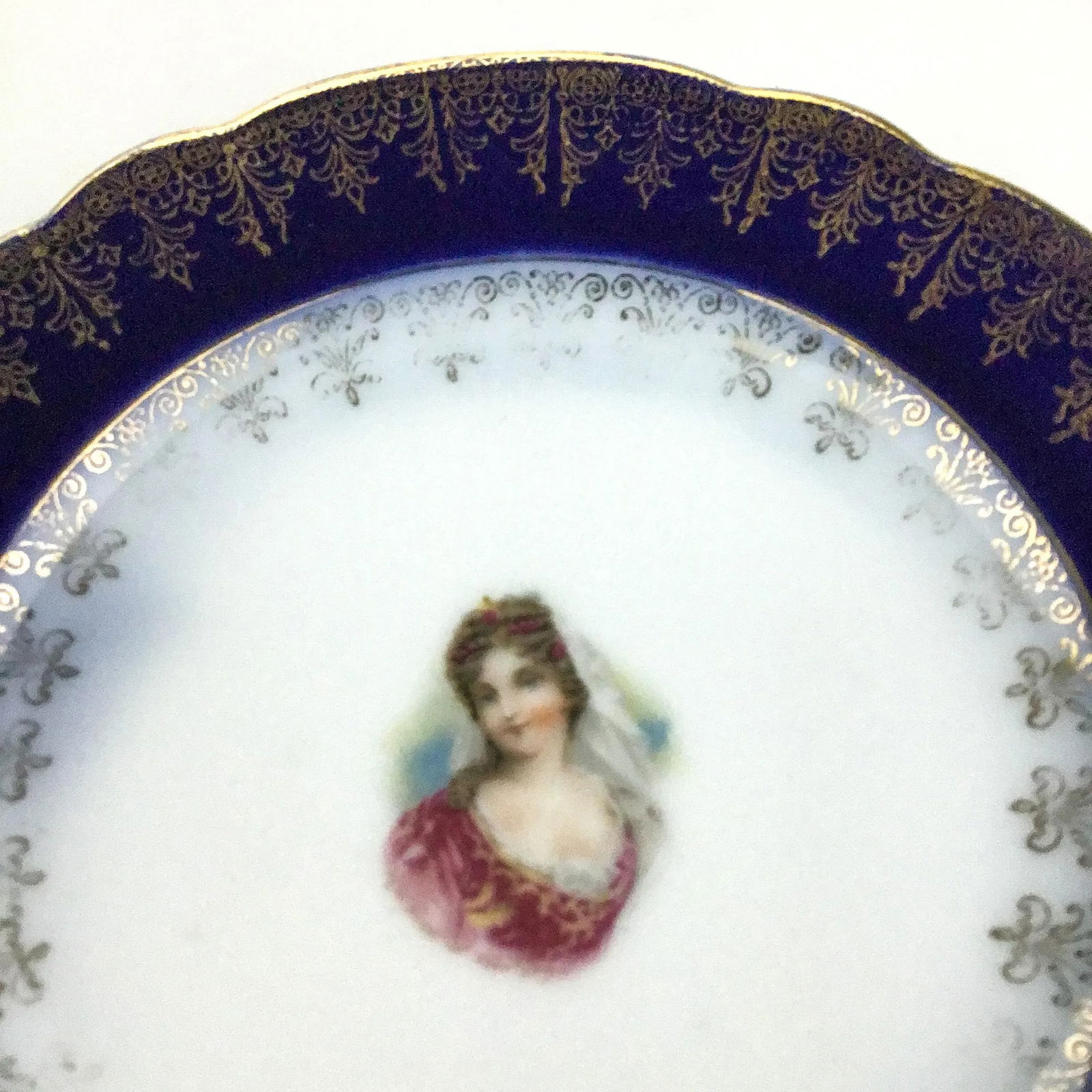 Rare Antique Carlsbad Austrian Plate Set Victorian Ladies Set of 4 - 9