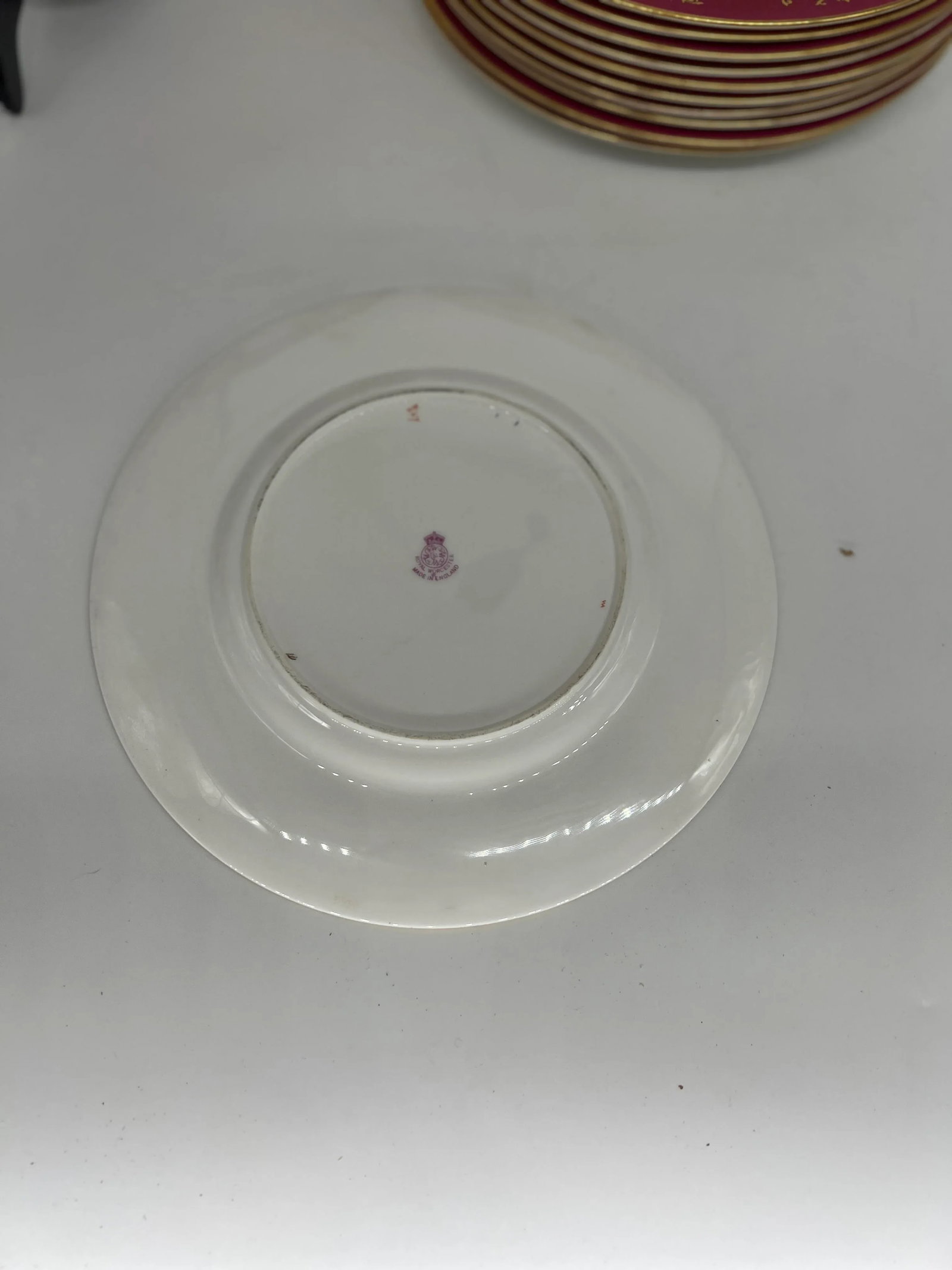 Set of 12 Royal Worcester Two- Tone Heavily Raised Gilt Decorated Dinner Plates - 12