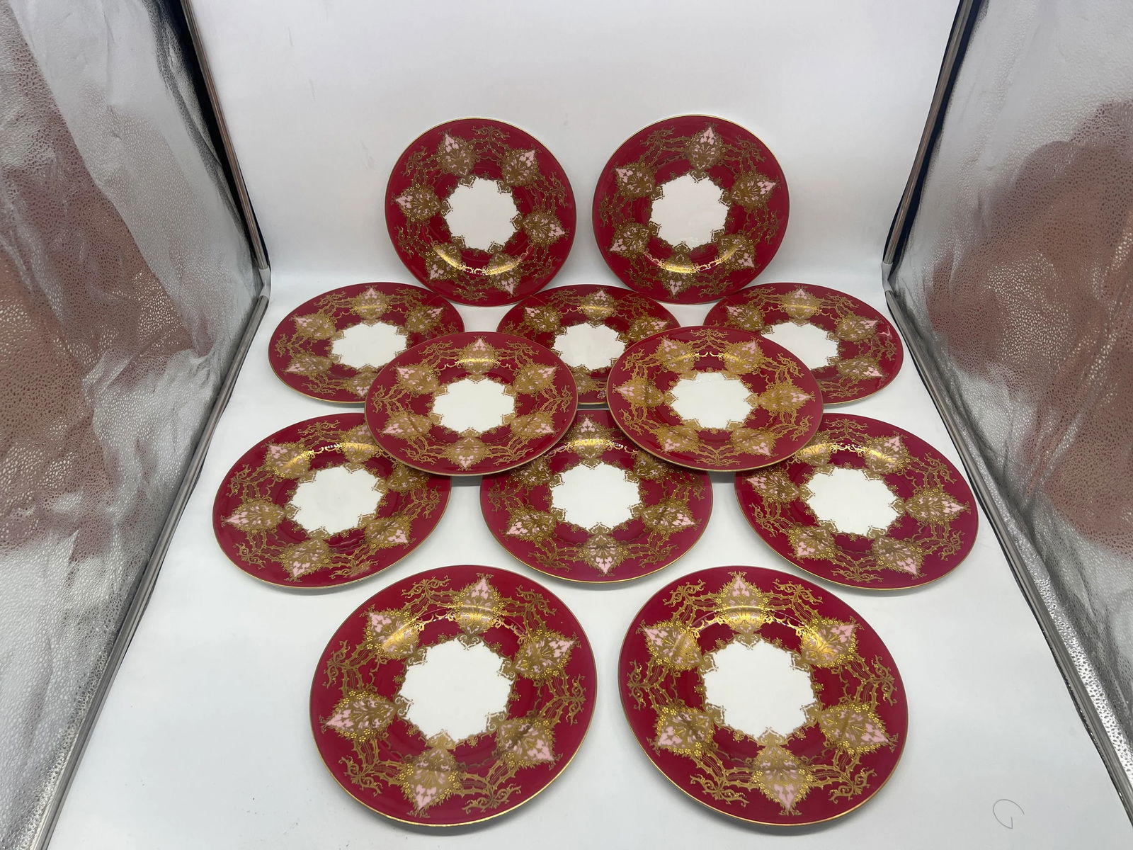 Set of 12 Royal Worcester Two- Tone Heavily Raised Gilt Decorated Dinner Plates - 2
