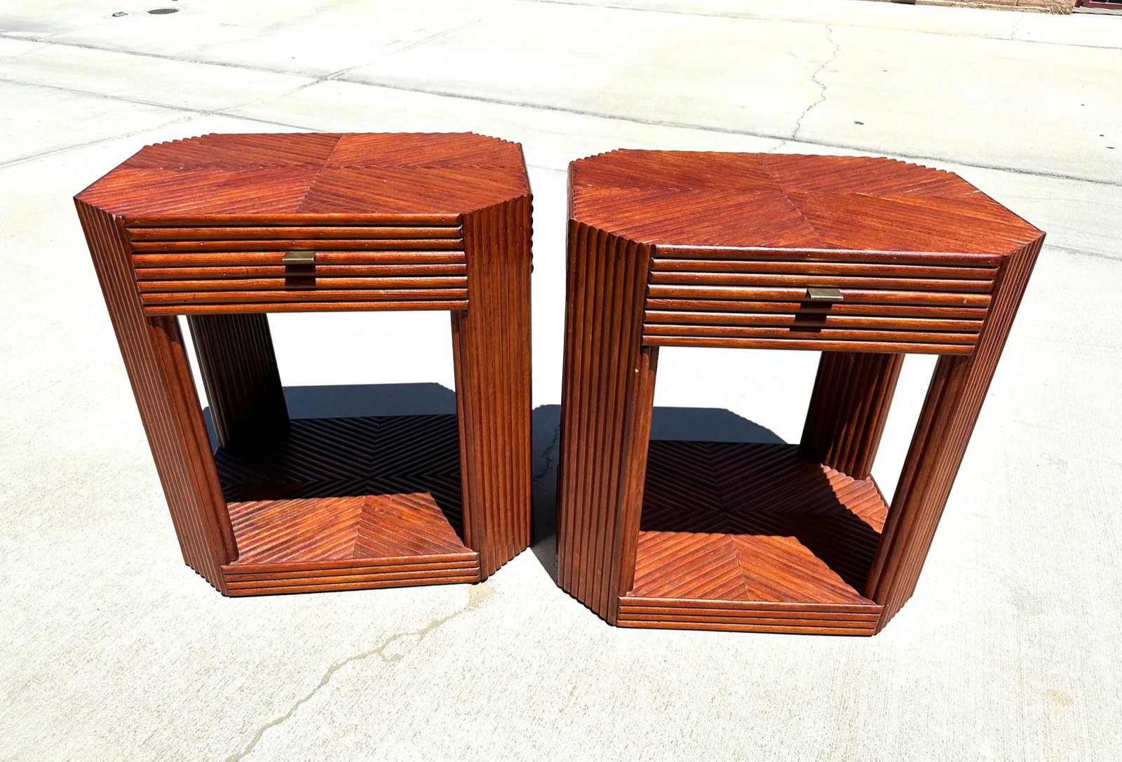 Vintage 1975 Split Bamboo Side Tables-A Pair - 10