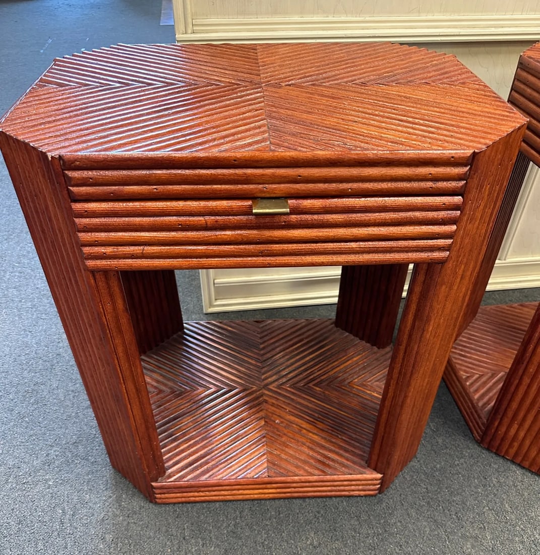 Vintage 1975 Split Bamboo Side Tables-A Pair - 7