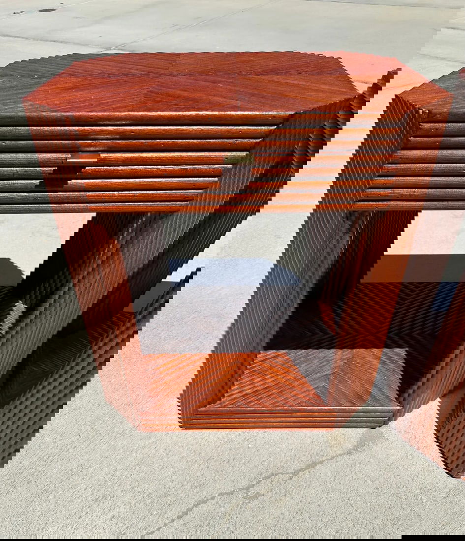 Vintage 1975 Split Bamboo Side Tables-A Pair - 8