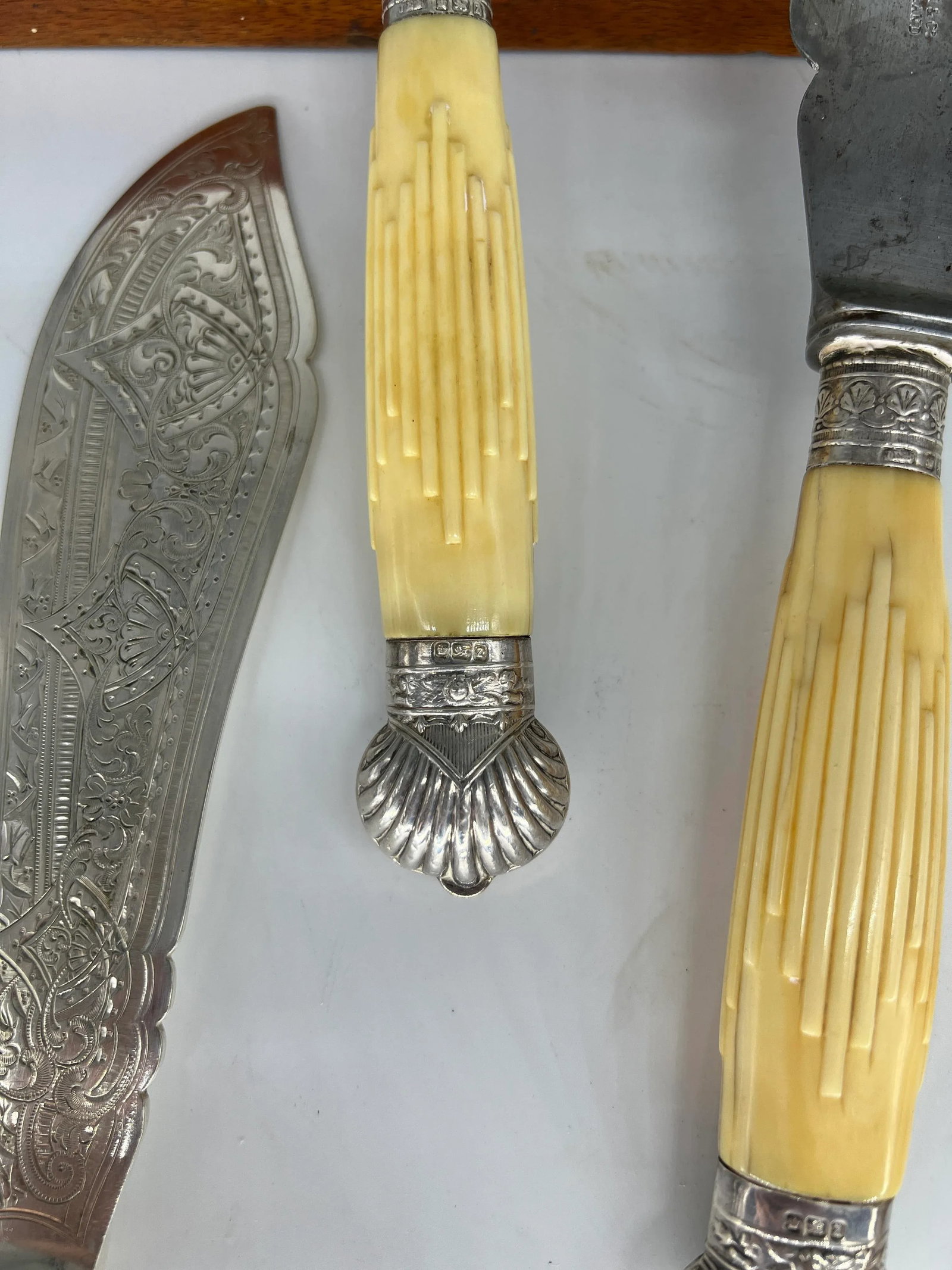 George Butler & Company 7 Piece Sterling Mounted Sheffield Cased Serving Set - 10