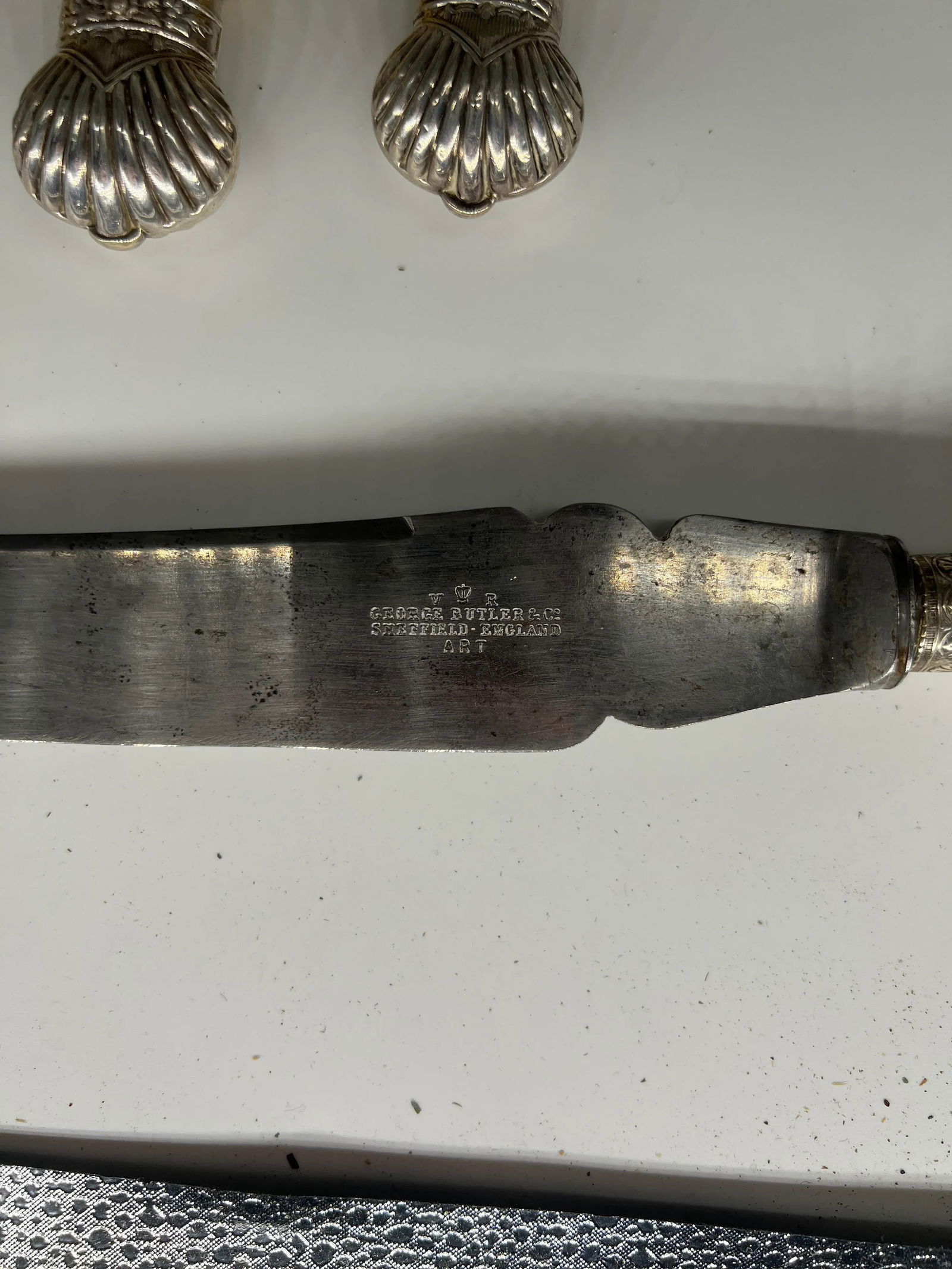 George Butler & Company 7 Piece Sterling Mounted Sheffield Cased Serving Set - 9