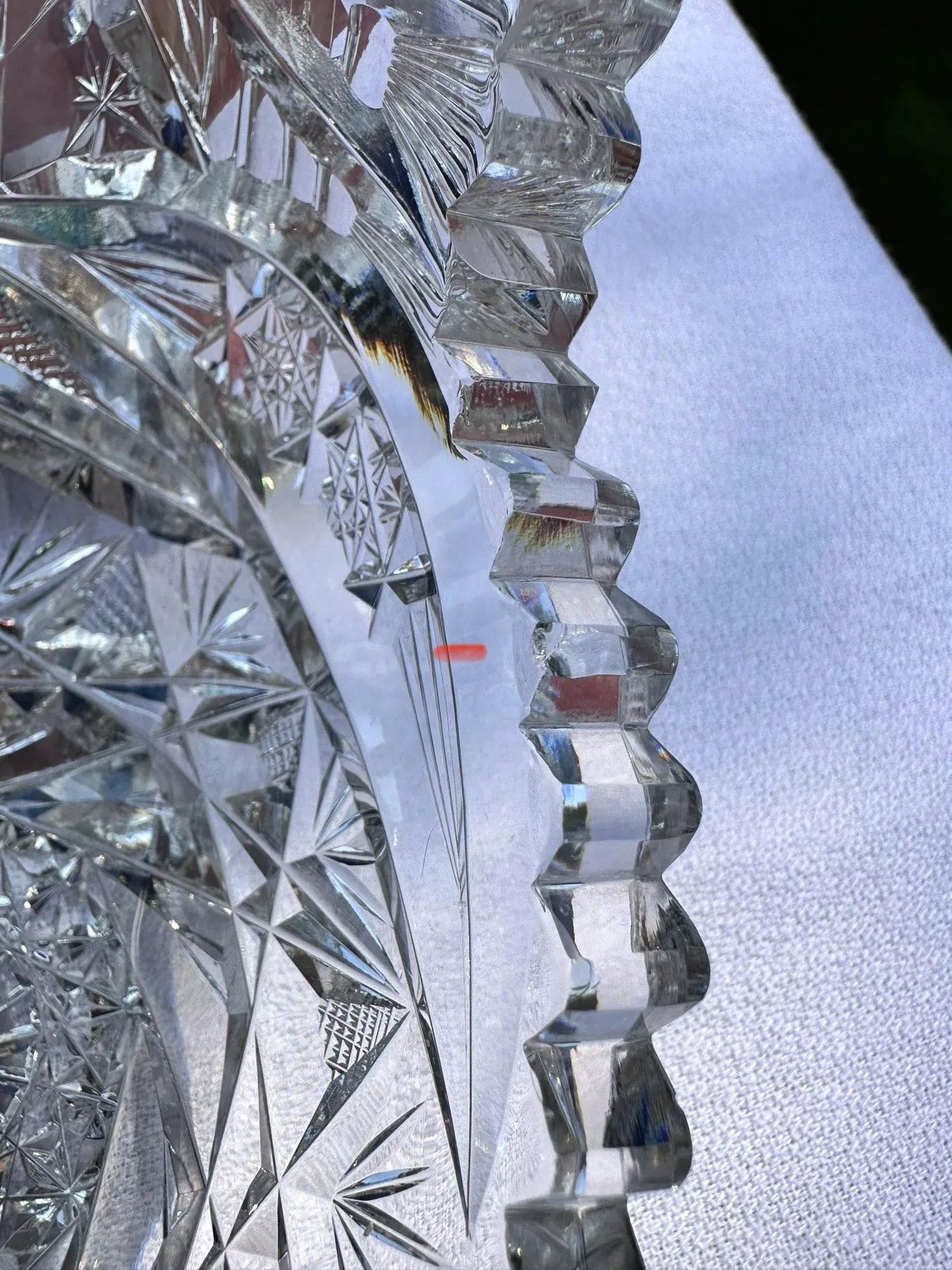 Antique American Brilliant Period Cut Crystal Celery Relish Boat Dish - 12