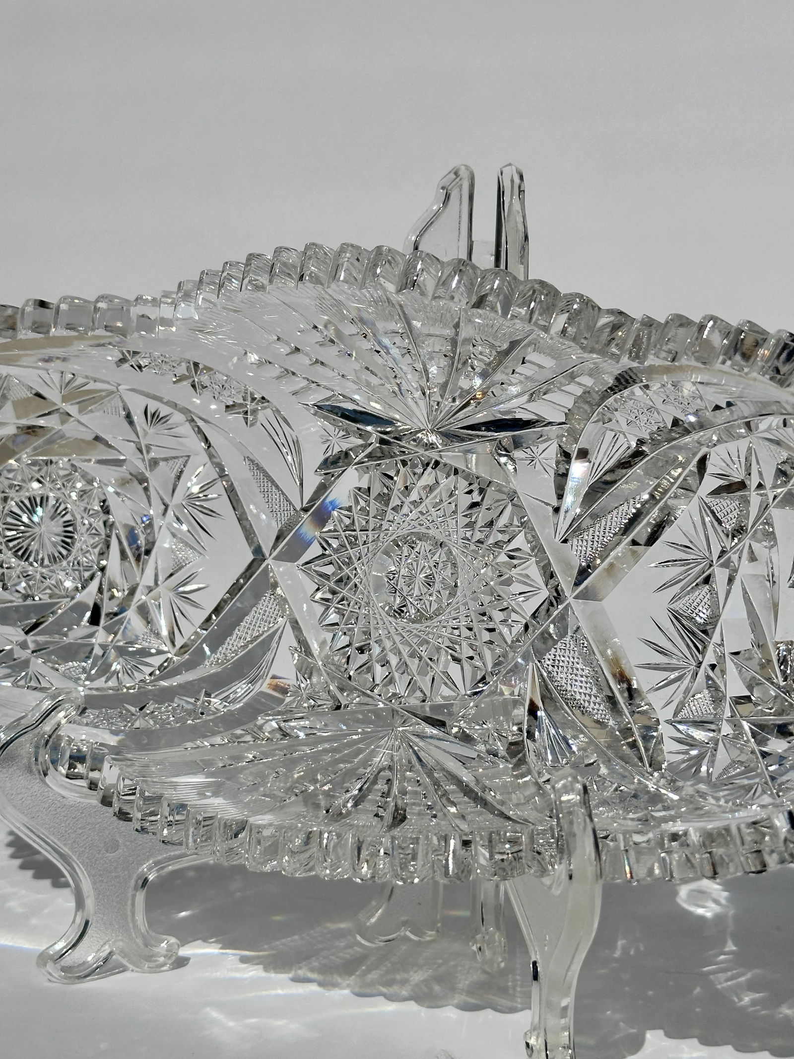 Antique American Brilliant Period Cut Crystal Celery Relish Boat Dish - 3