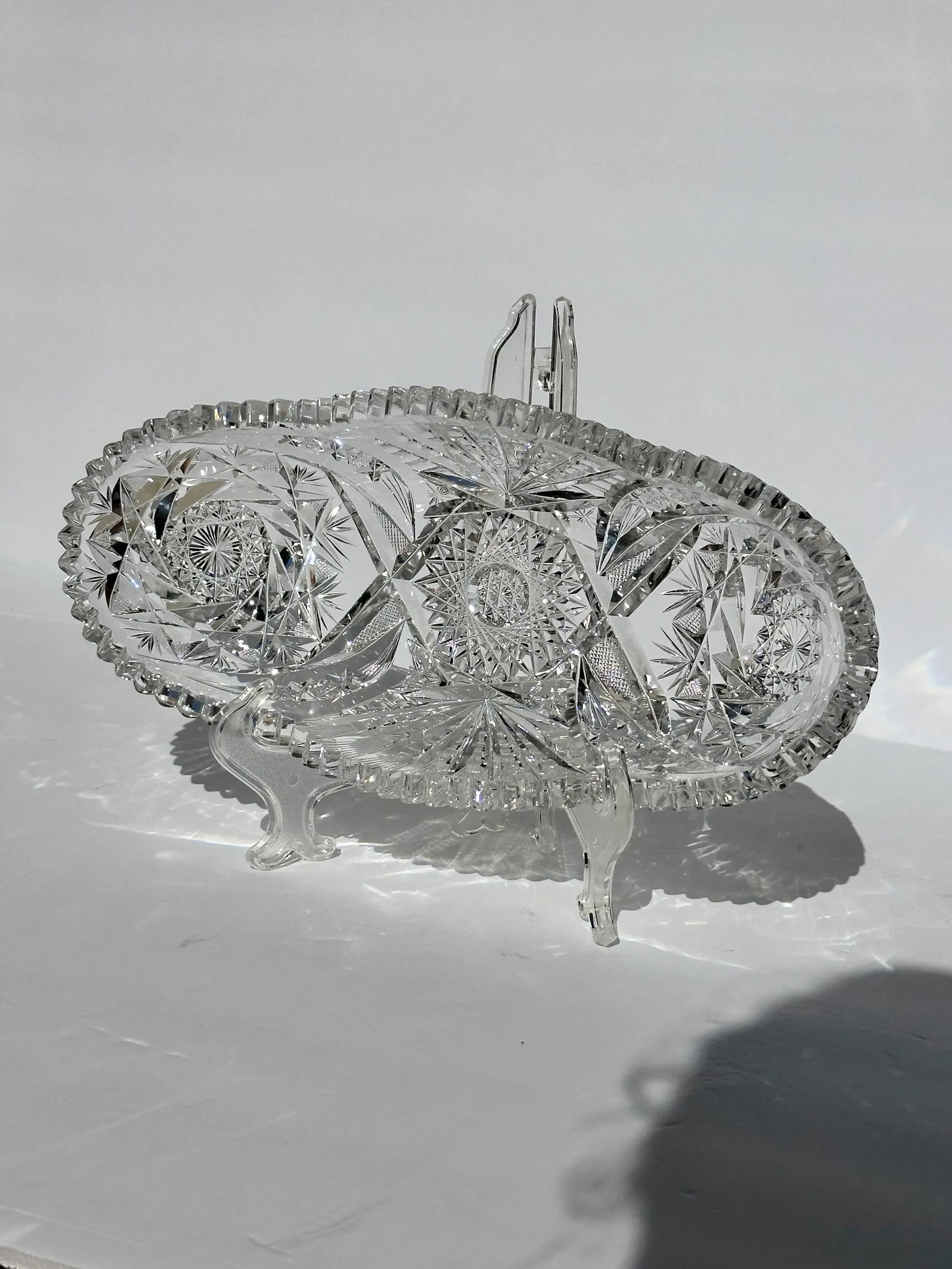 Antique American Brilliant Period Cut Crystal Celery Relish Boat Dish - 4