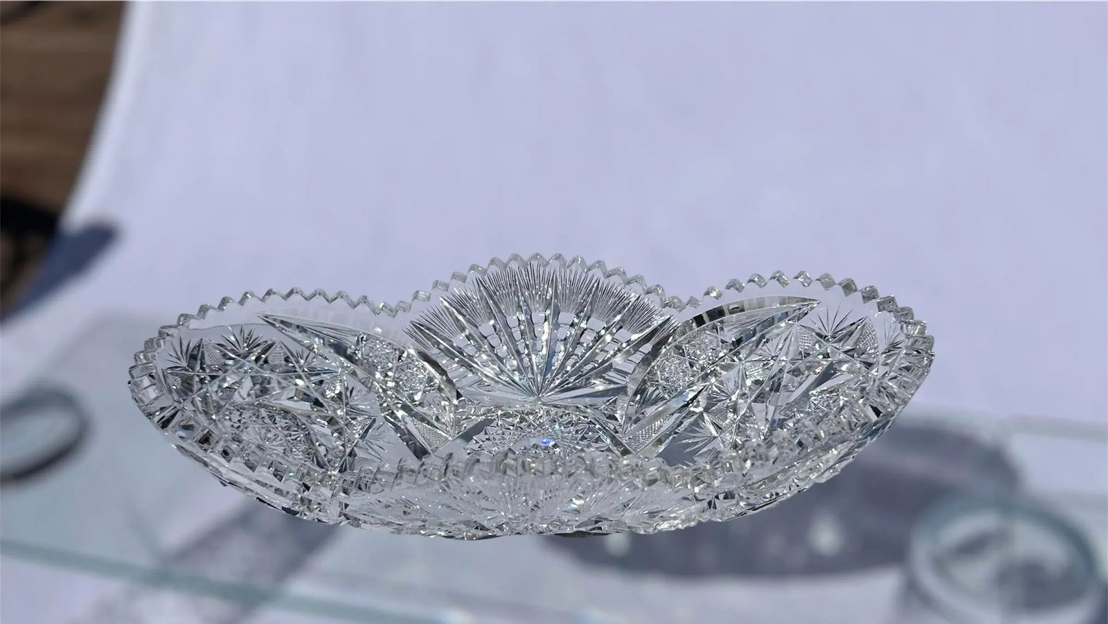 Antique American Brilliant Period Cut Crystal Celery Relish Boat Dish - 5
