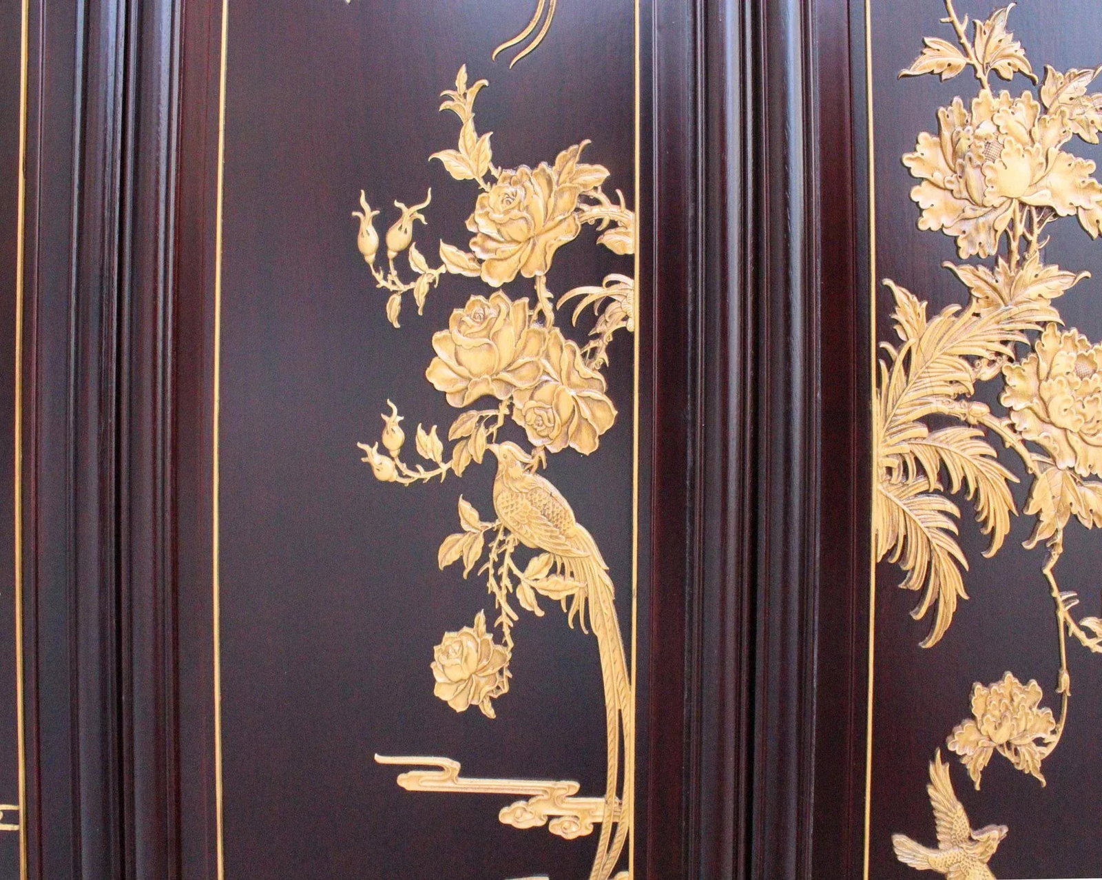 Chinese Flower Birds Huali Boxwood Motif Wall Panels - Set of 4 - 10