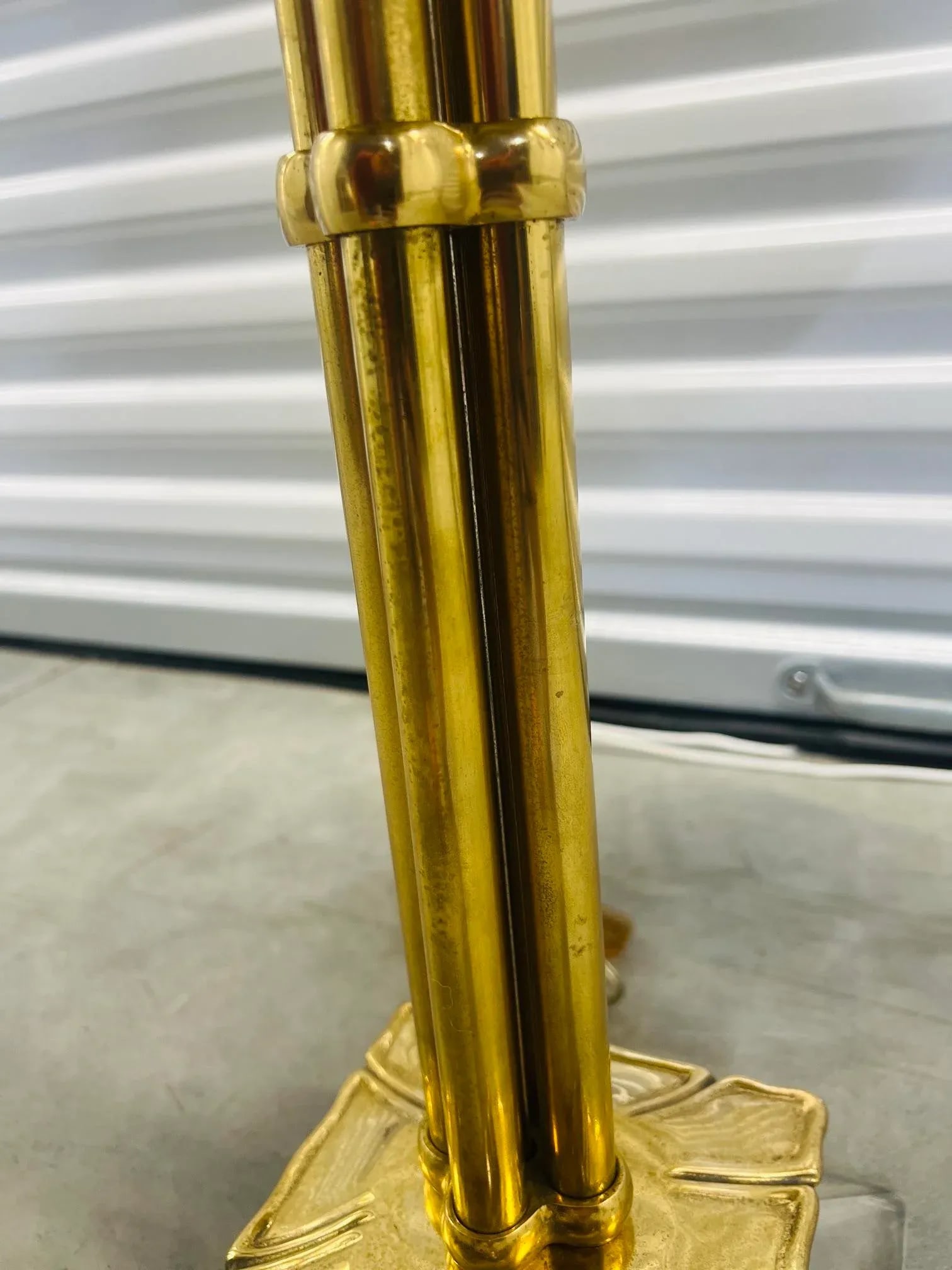 Unique Vintage Mid Century Modern Brass & Lucite Chapman Lamp W/ Original Shade C. 1985 - 5