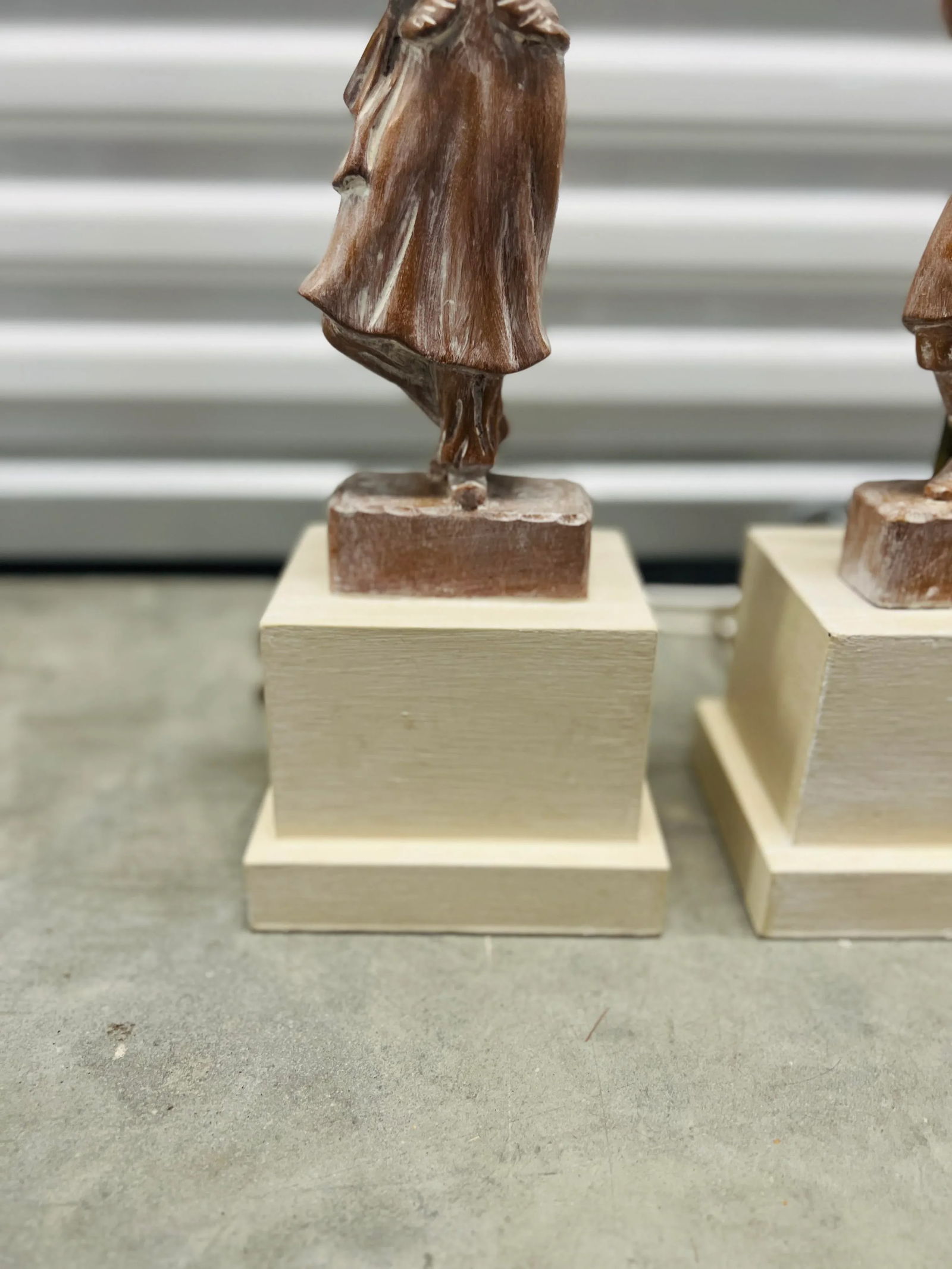 Pair, Yasha Heifetz "Male & Female Dancer" MCM Carved Wood Table Lamps - 2