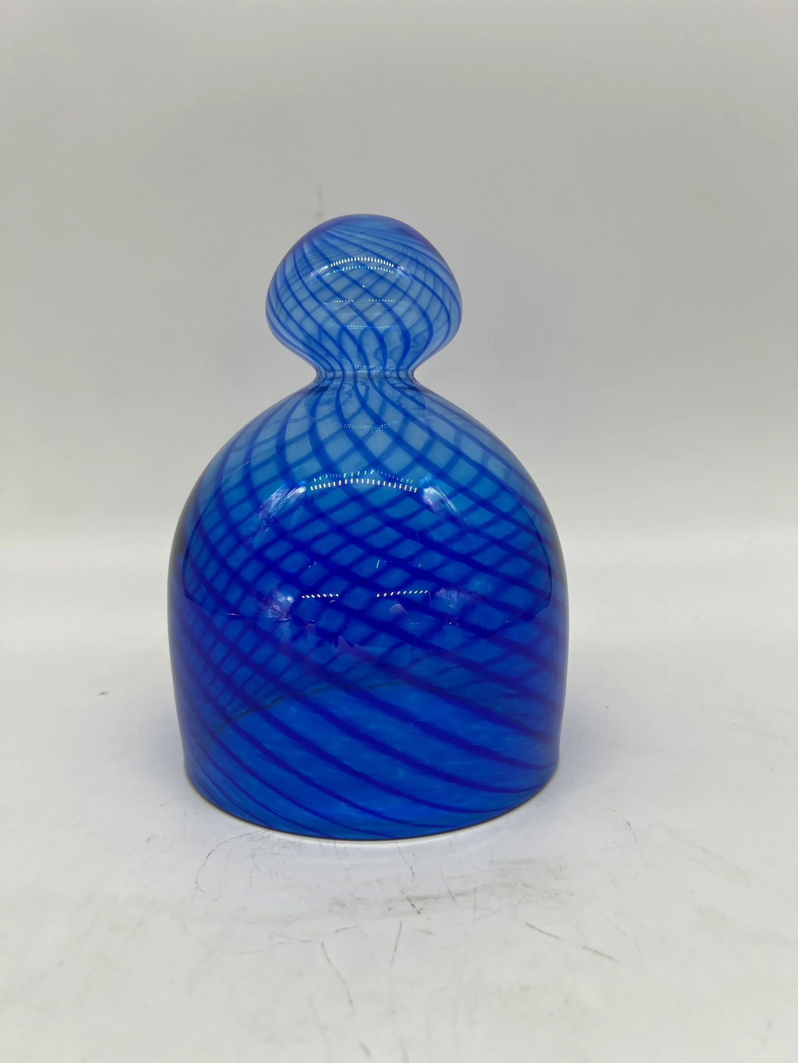 Venetian Reticello Designed Blue Glass Cheese Dome or Butter Cover - 2