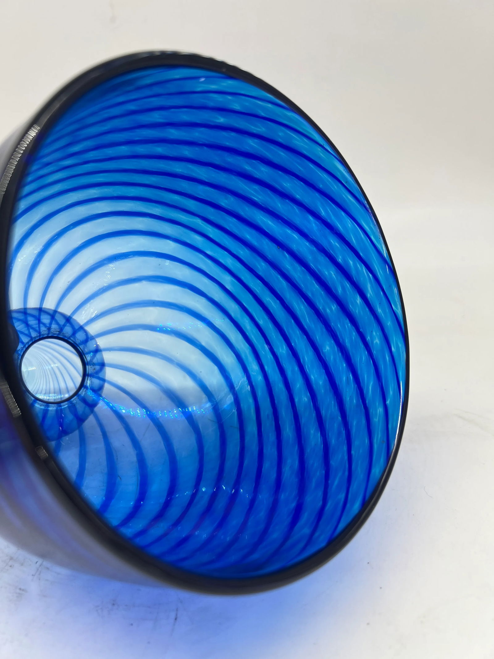 Venetian Reticello Designed Blue Glass Cheese Dome or Butter Cover - 3