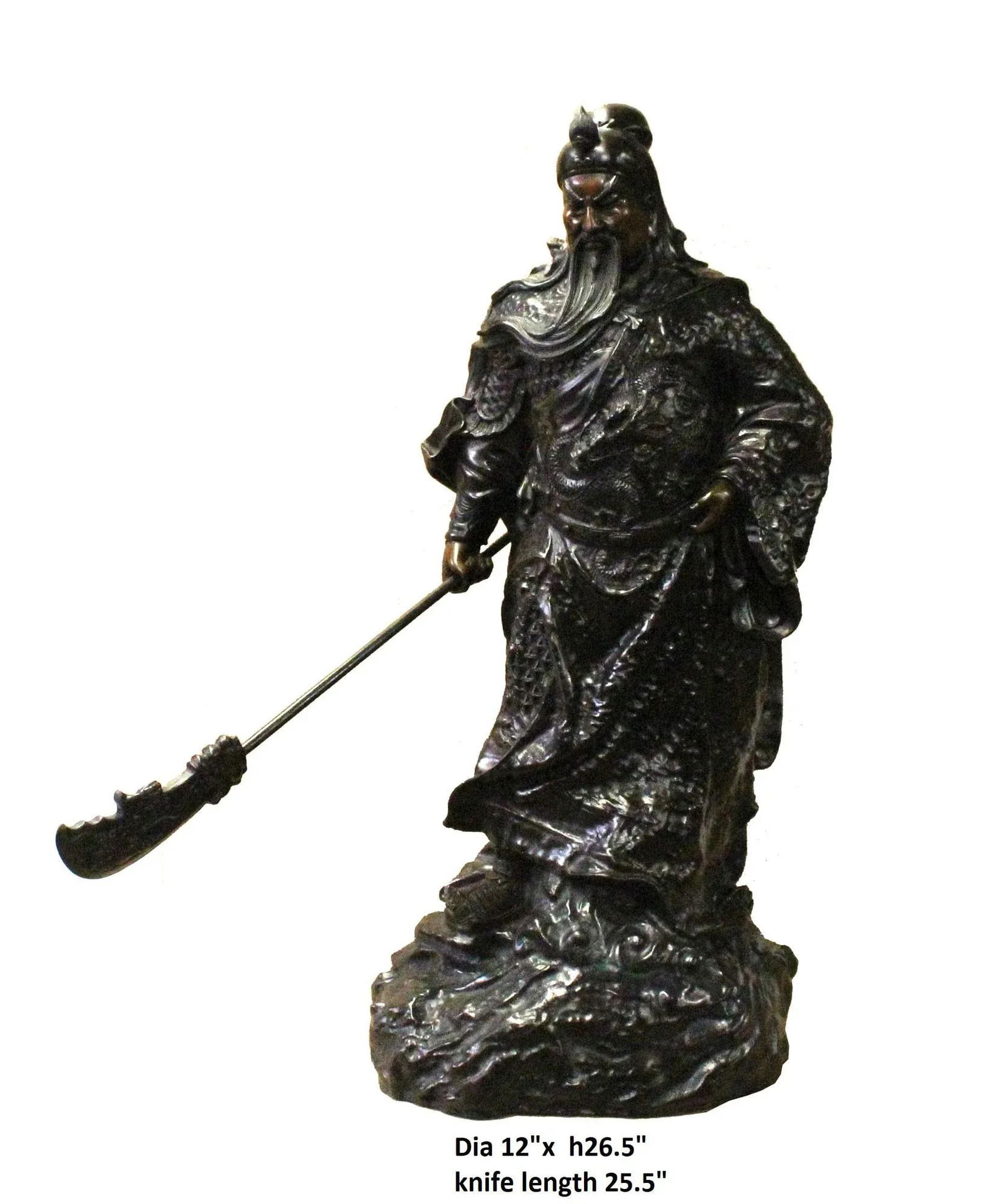 Chinese Handmade Metal Bronze General Quan Statue - 7