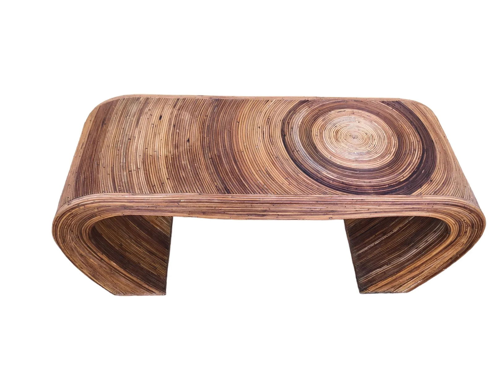 1970s Gabriella Crespi Style Pencil Reed Console Table. - 2