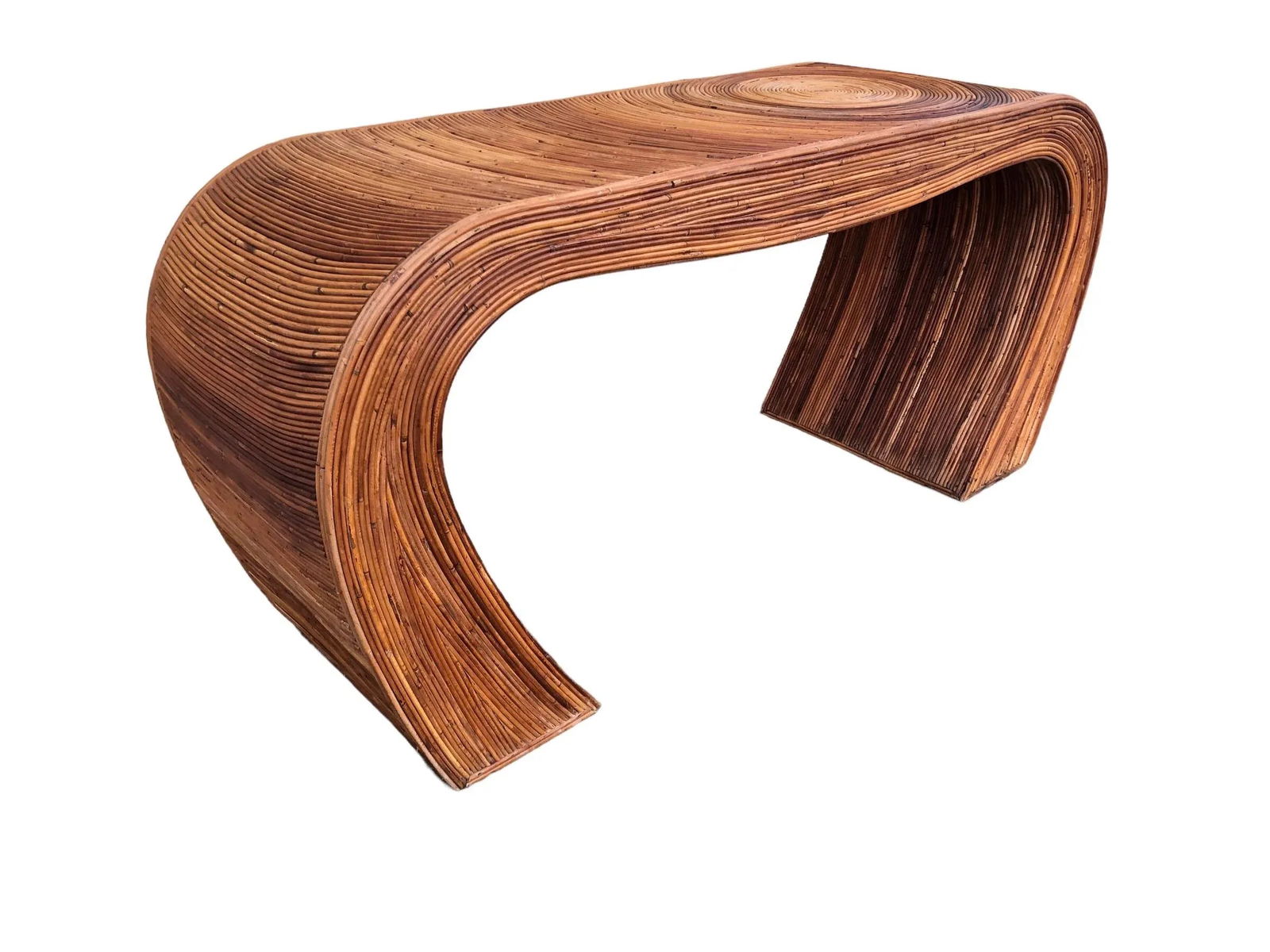 1970s Gabriella Crespi Style Pencil Reed Console Table. - 5