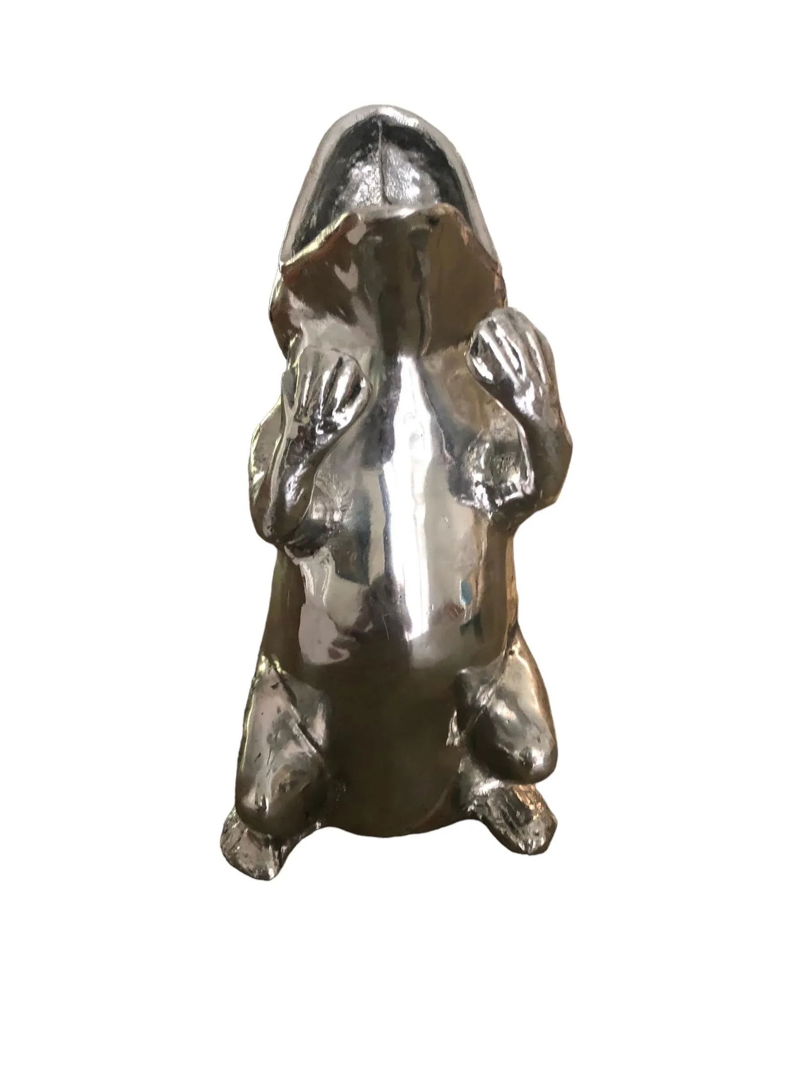 1970's Arthur Court Aluminum Jade Eyes Frog Pitcher - 4