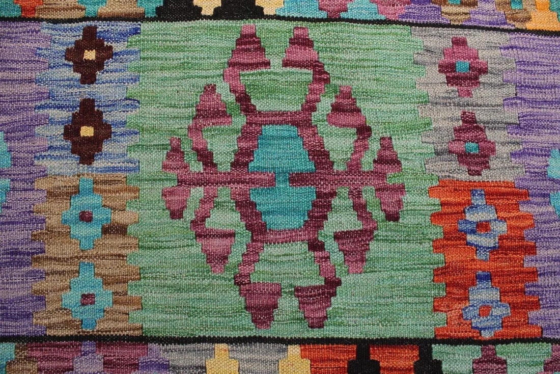 Kilim Blue Rust Wool Rug - 8'5" X 11'5" - 7