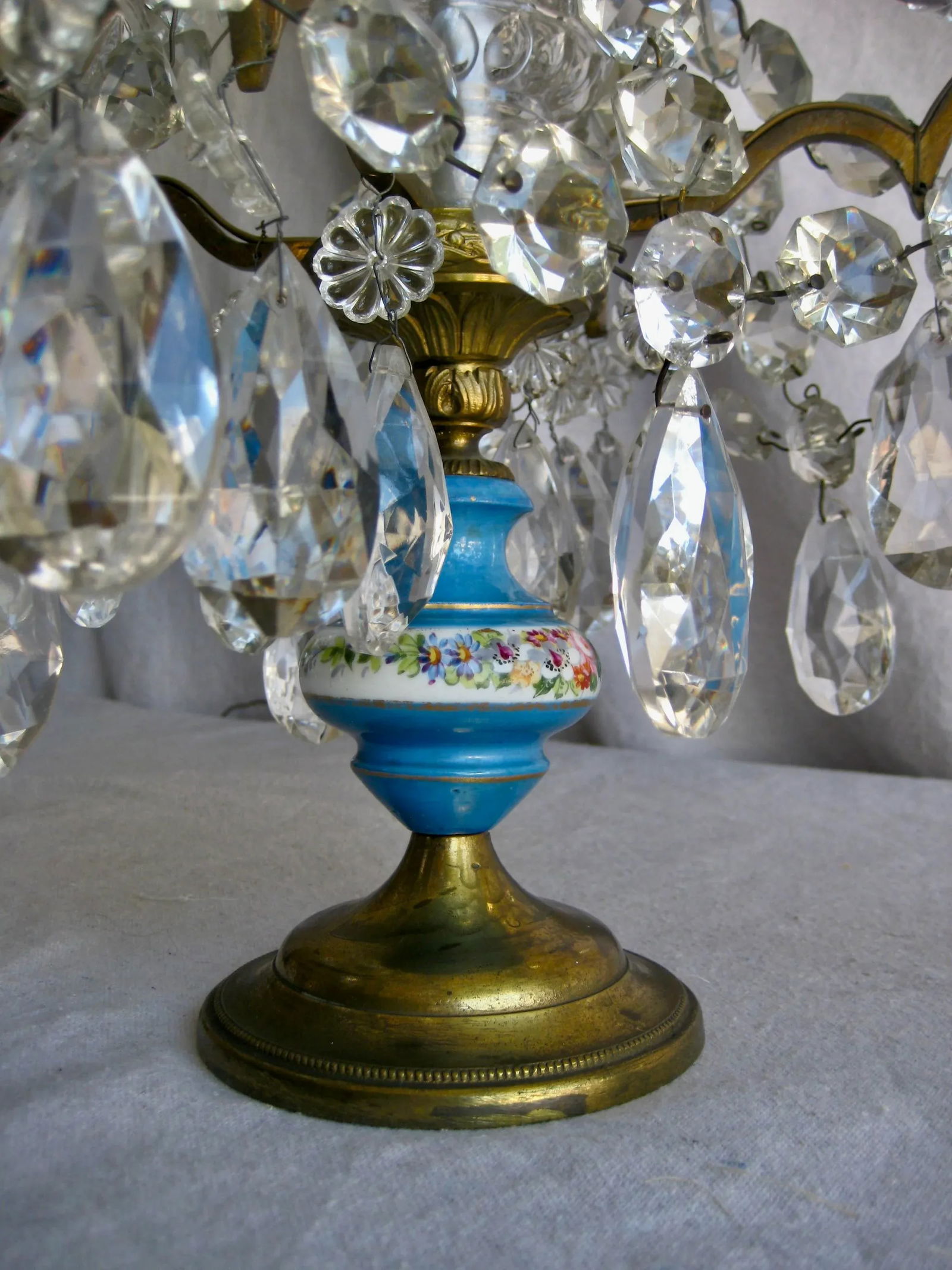 Pair of Crystal Guirandole Lamps, Napoleon III Sevres Style Late 19th Century - 10