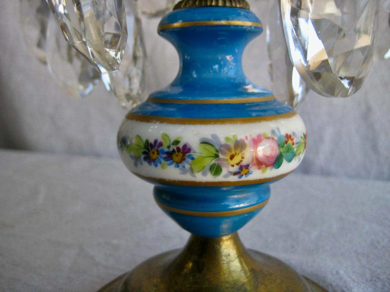 Pair of Crystal Guirandole Lamps, Napoleon III Sevres Style Late 19th Century - 11