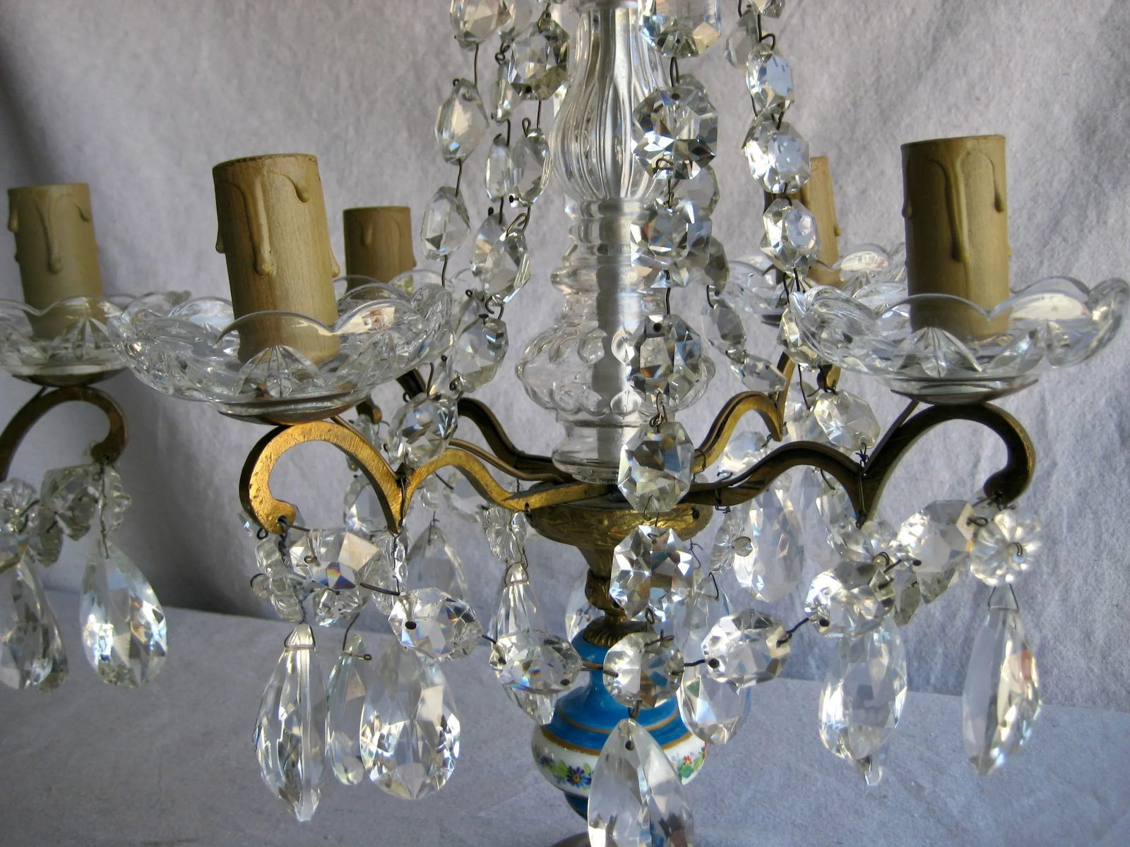 Pair of Crystal Guirandole Lamps, Napoleon III Sevres Style Late 19th Century - 12