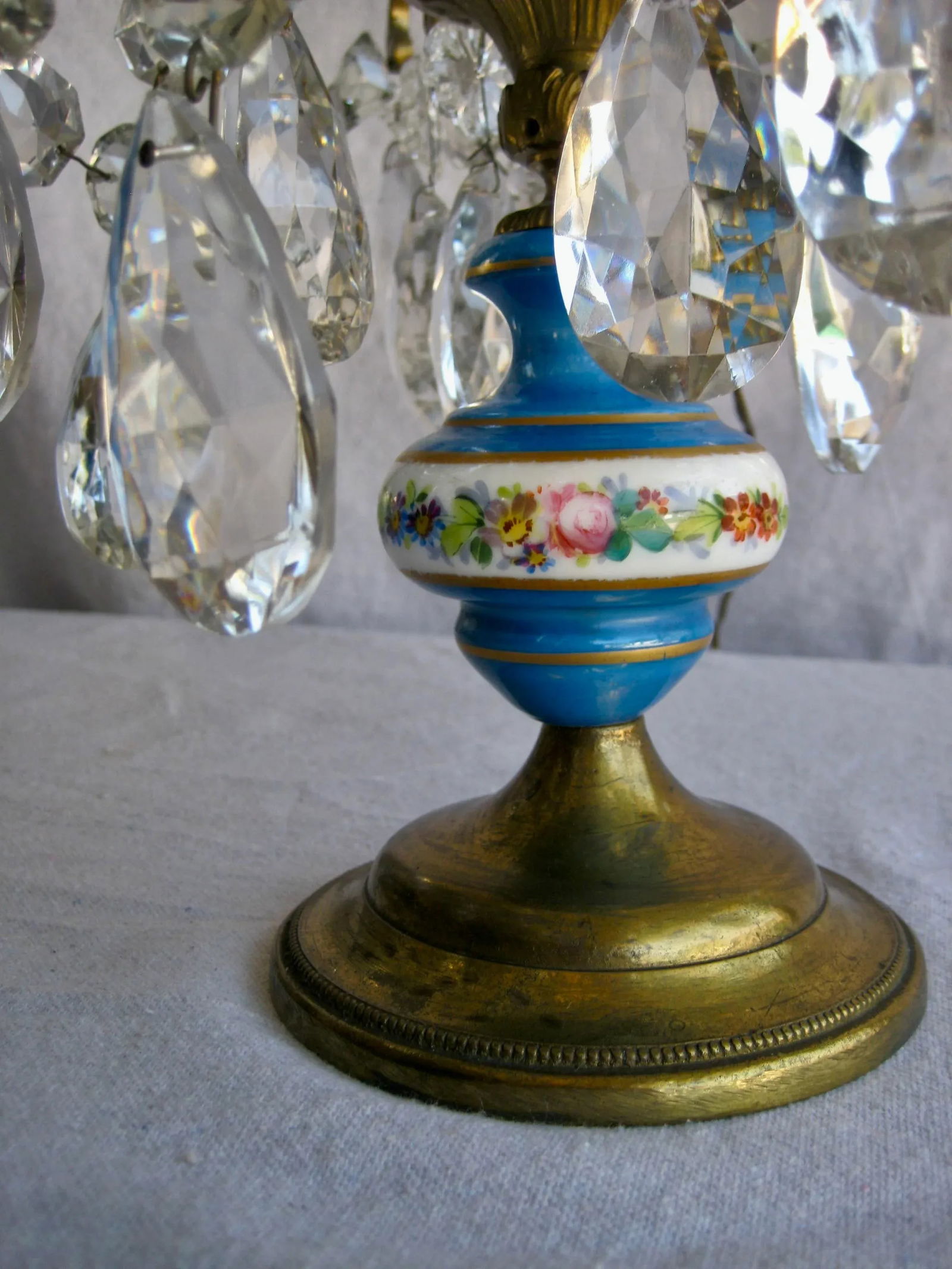 Pair of Crystal Guirandole Lamps, Napoleon III Sevres Style Late 19th Century - 3